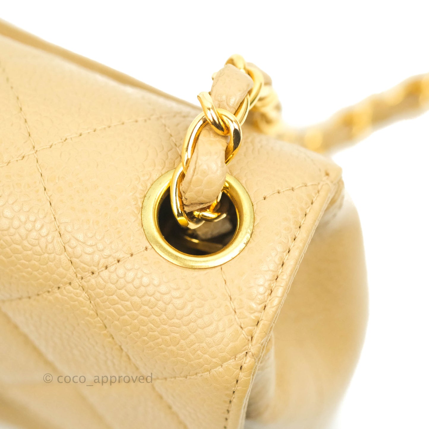 Chanel Vintage Quilted Mini Square Dark Beige Caviar 24K Gold Hardware