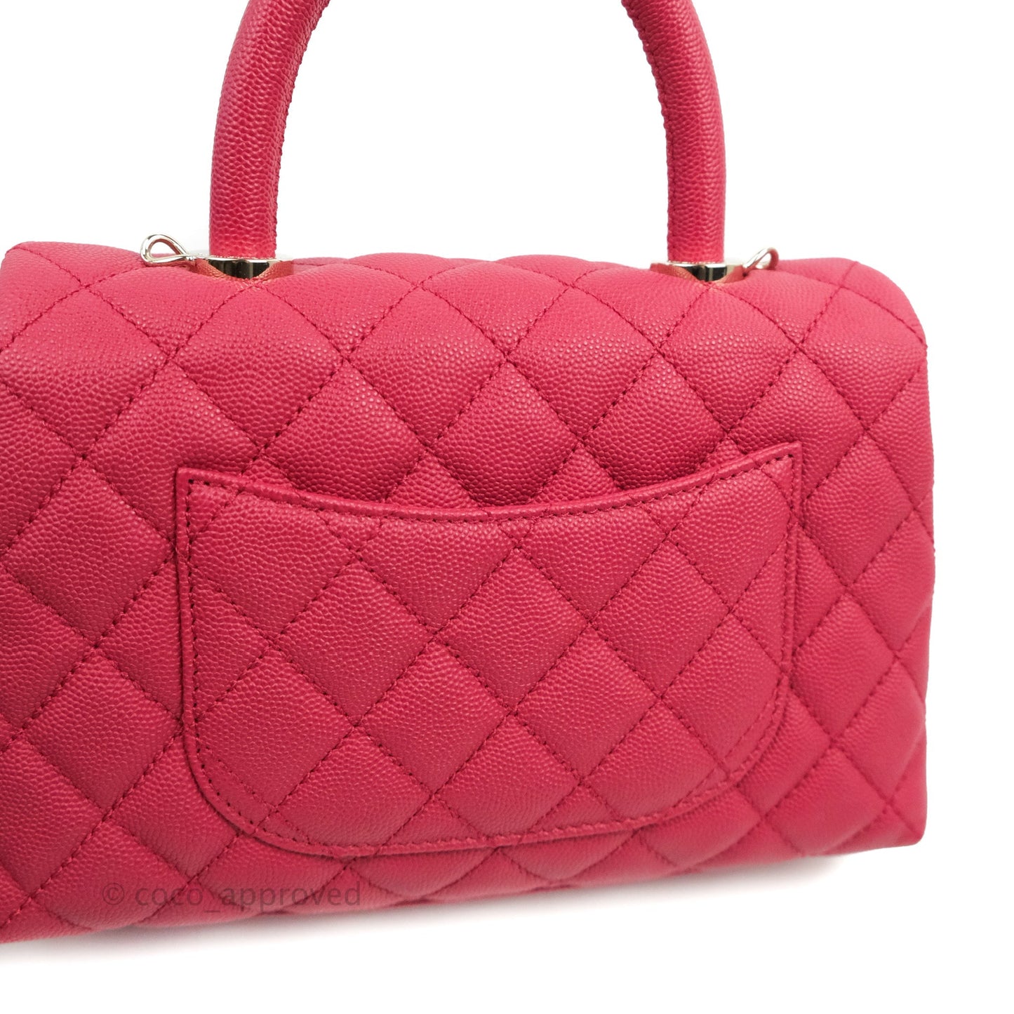 Chanel Small Coco Handle Quilted Cherry Red Caviar Gold Hardware