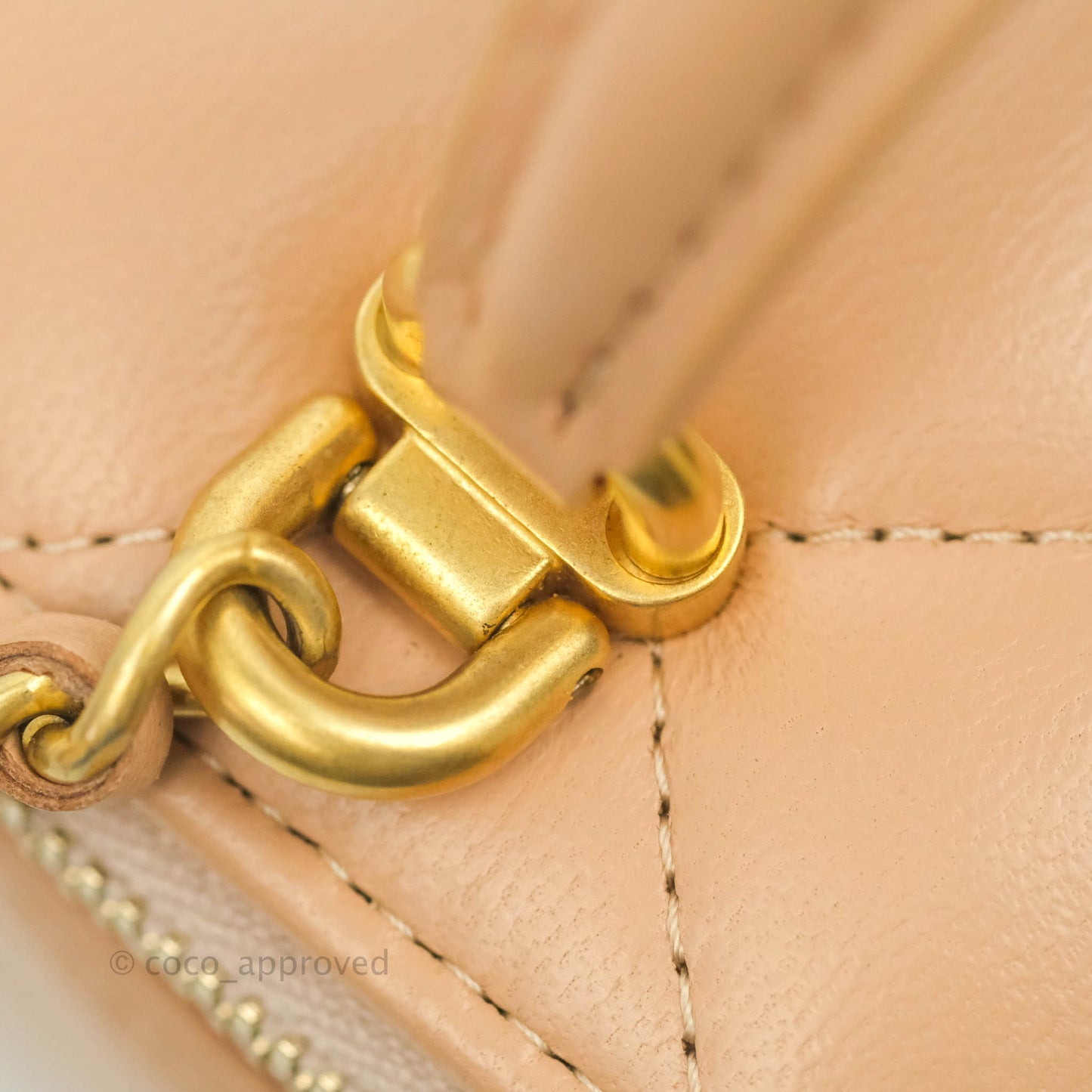 Chanel Mini Top Handle Vanity With Chain Beige Lambskin Aged Gold Hardware