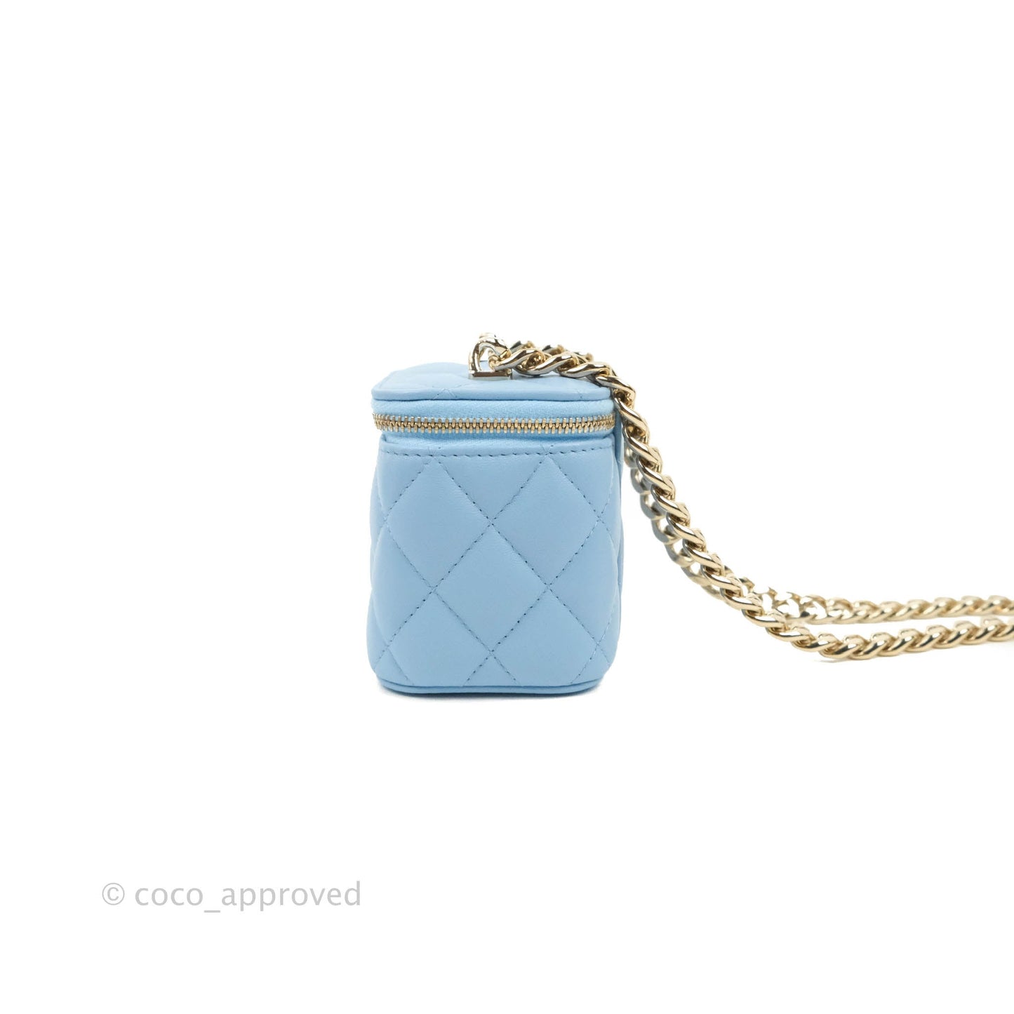 Chanel Mini Vanity Coco Chain Blue Lambskin Gold Hardware