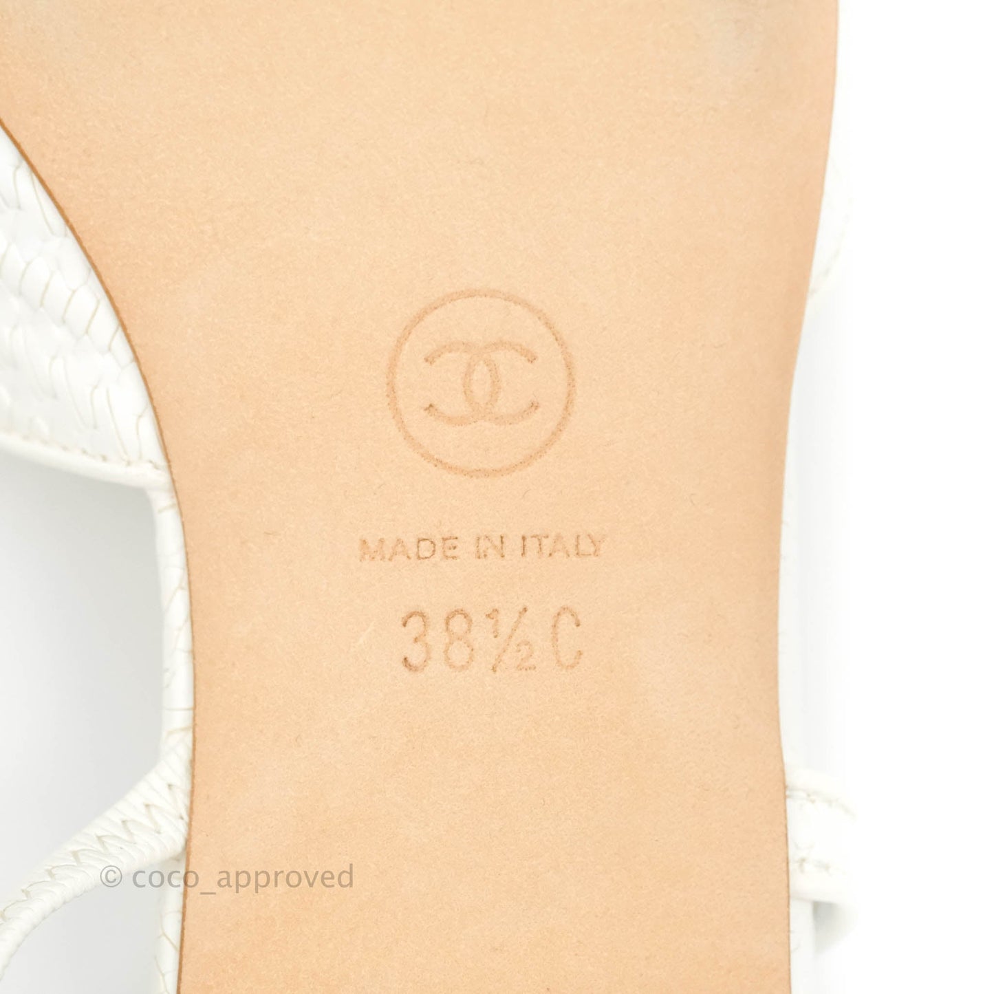 Chanel Slingback Beige White Leather Size 38.5