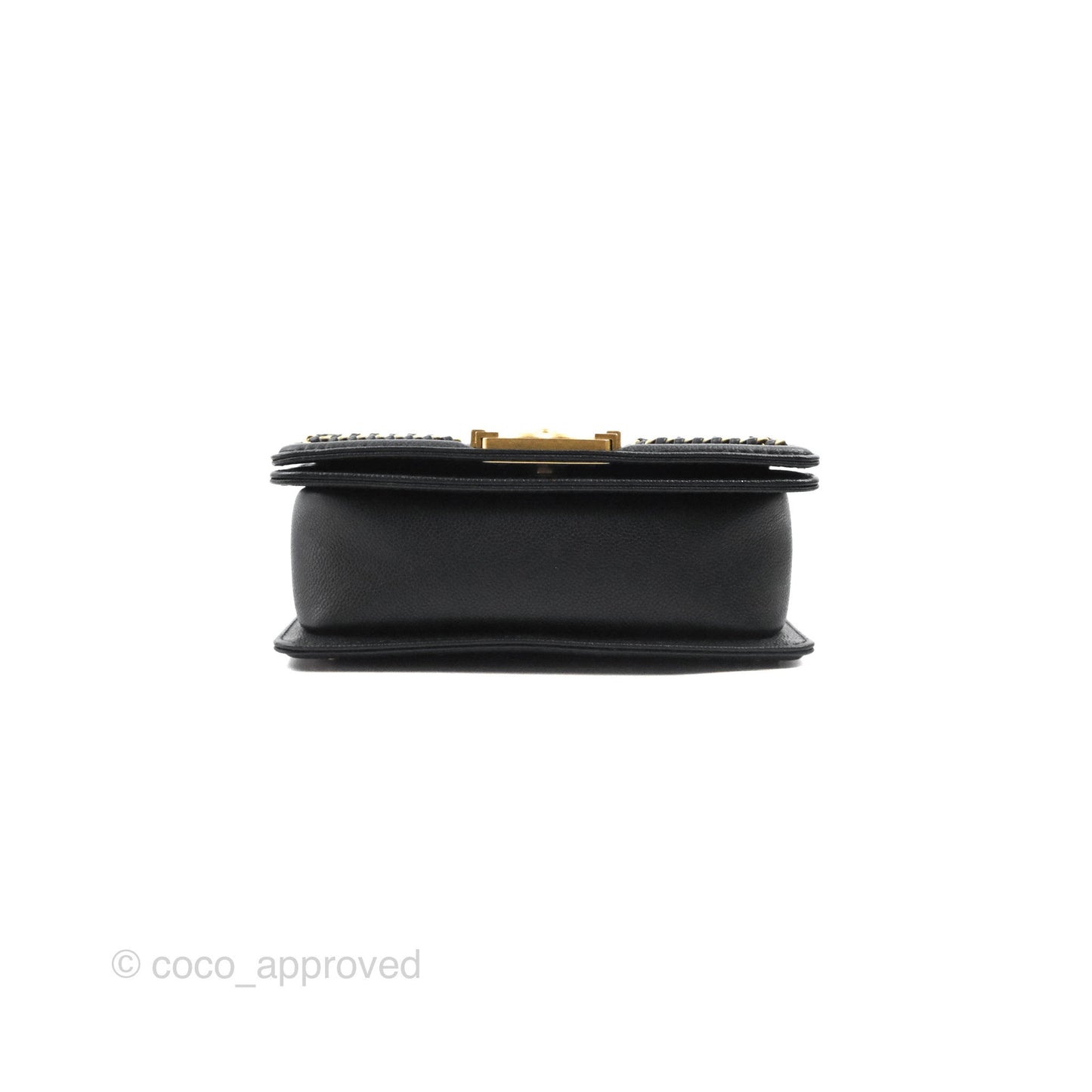 Chanel Small Boy Chain Around Black Caviar Gold Hardware