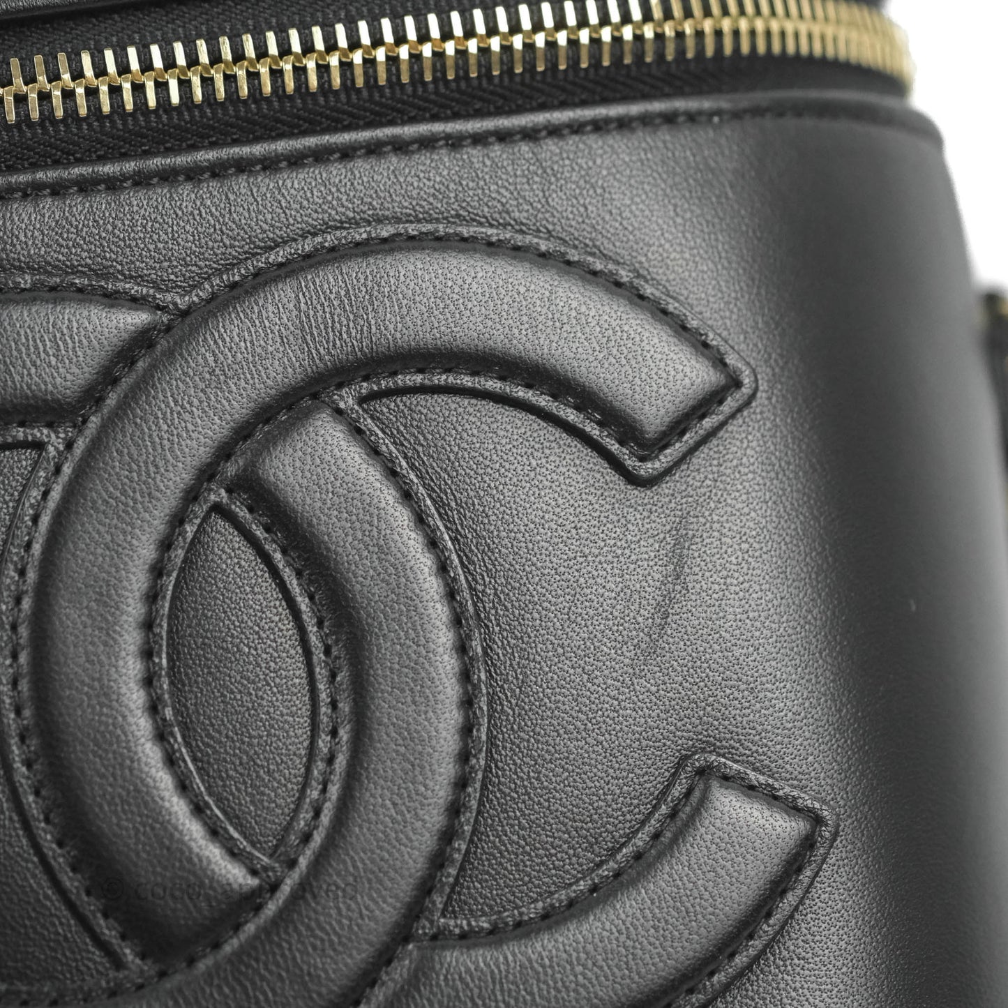 Chanel CC Mania Vanity Case Black Lambskin Gold Hardware