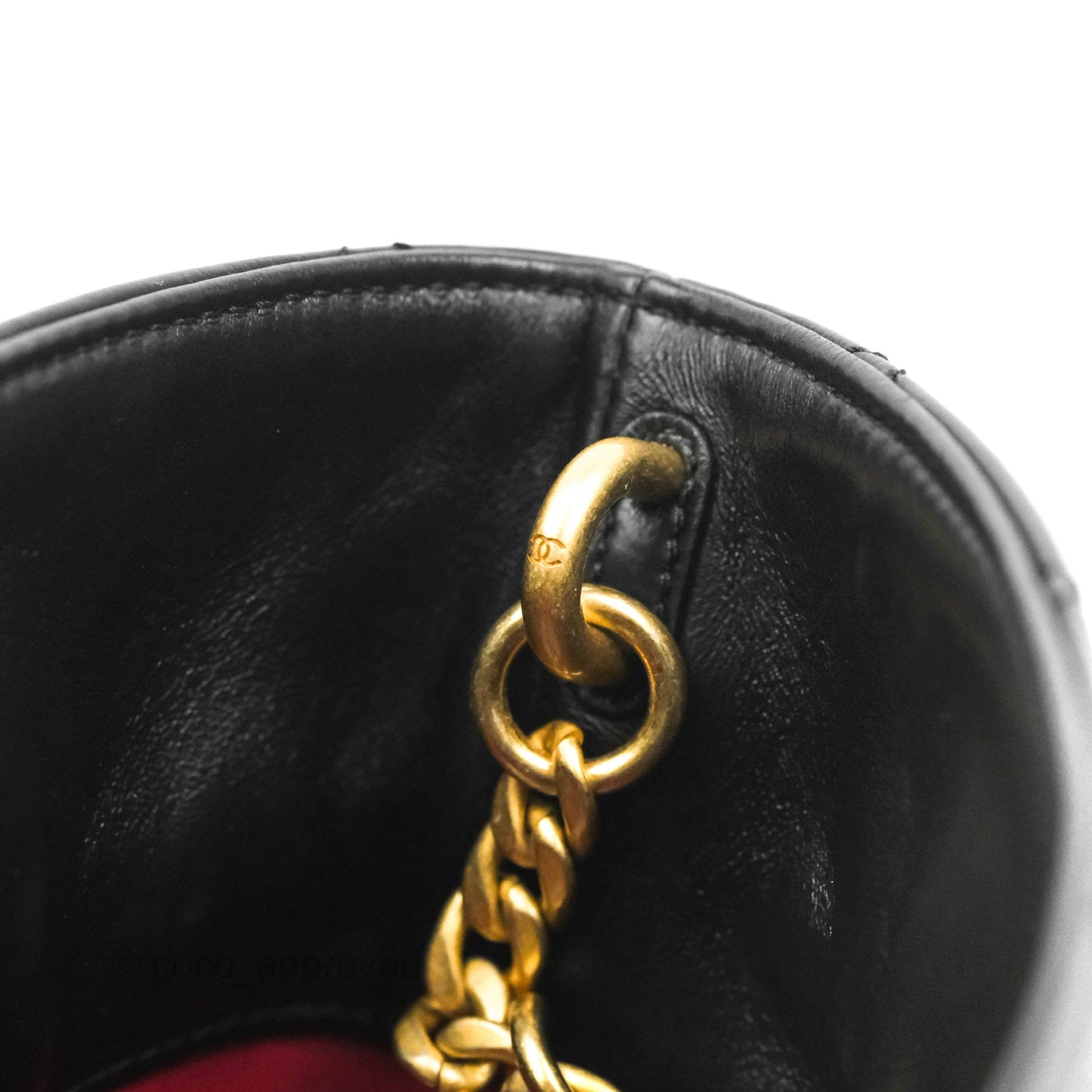 Chanel Enamel CC Bucket Bag Black Lambskin Gold Hardware 22S