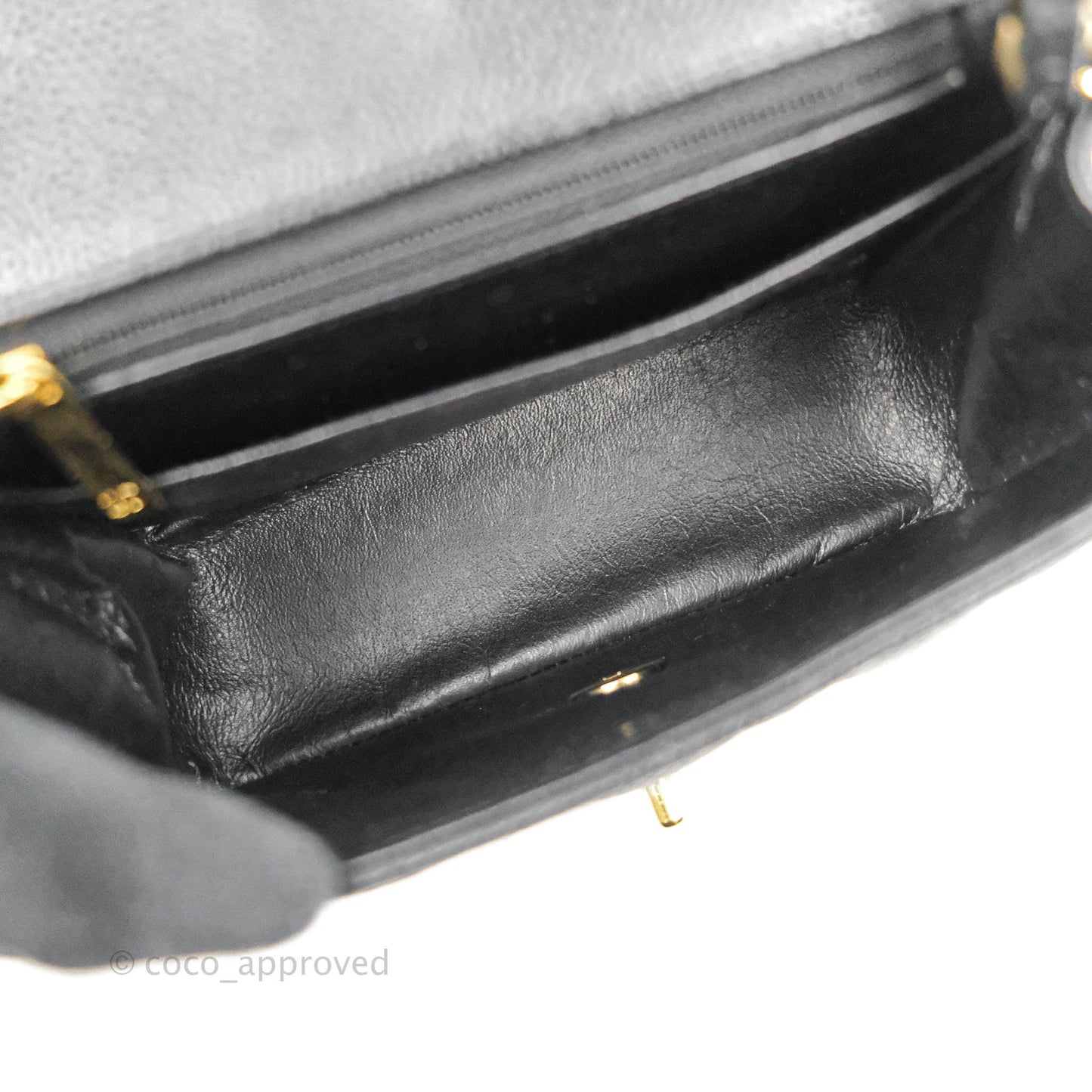 Chanel Quilted Mini Square Flap Bag Black Caviar 24K Gold Hardware
