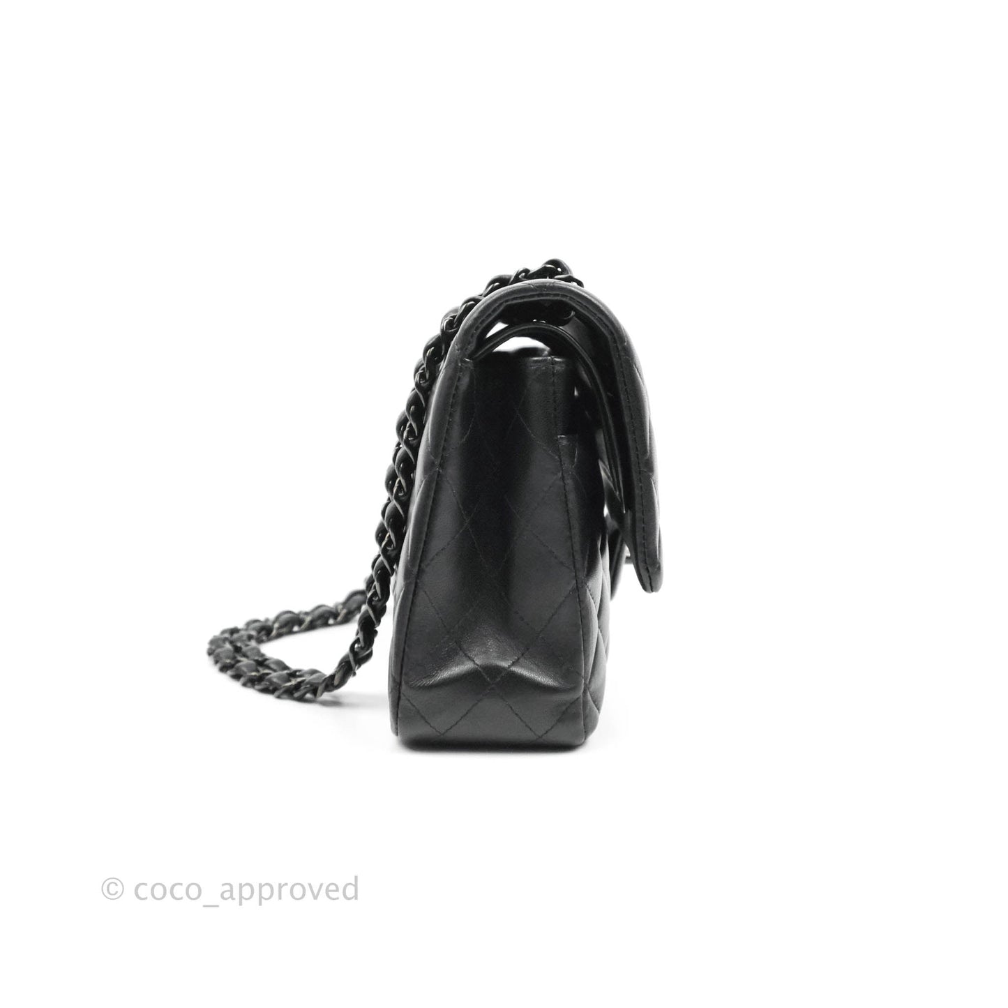Chanel Classic Quilted M/L Medium Double Flap So Black Lambskin