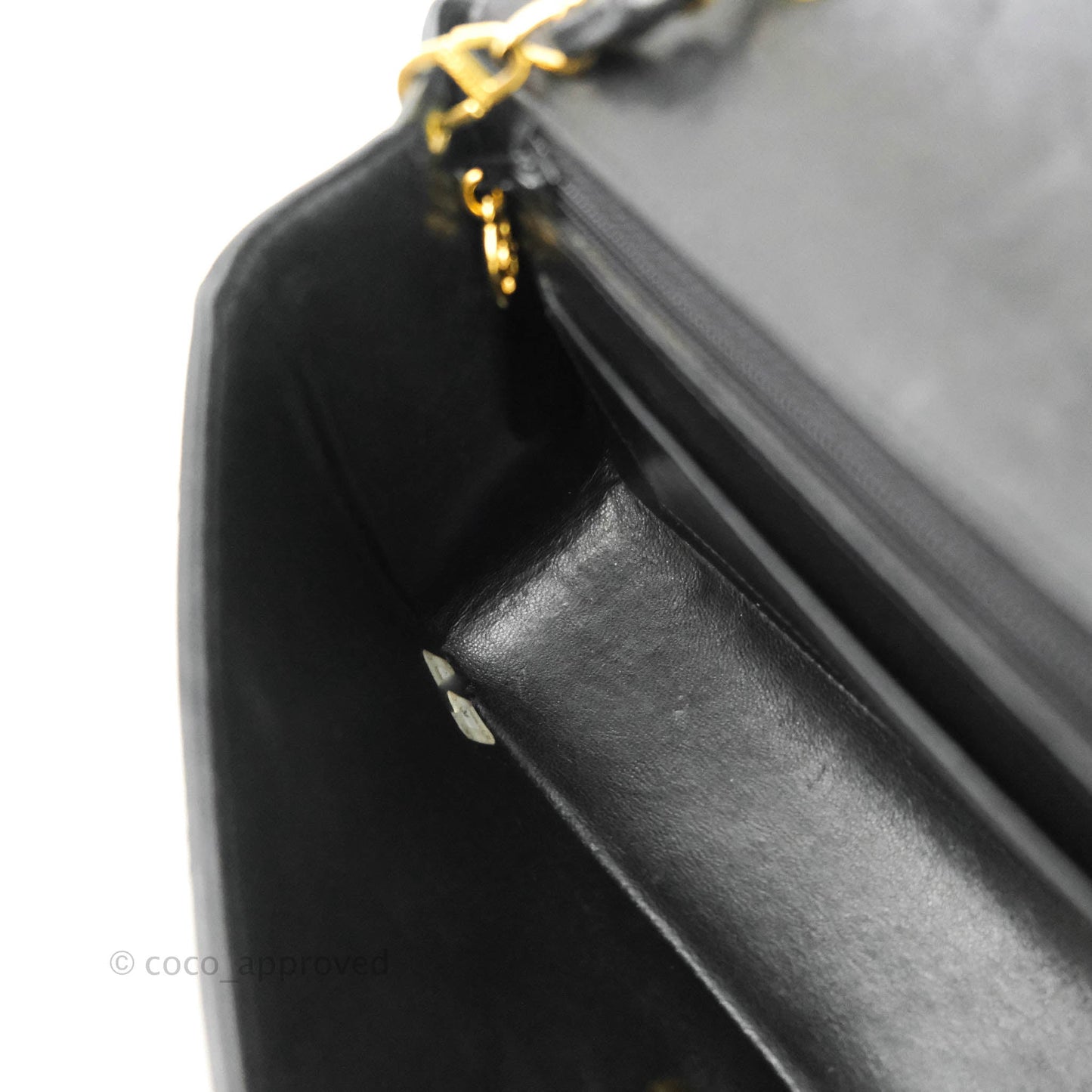 Chanel Vintage Small Classic Diana Flap Bag Black Lambskin 24K Gold Hardware