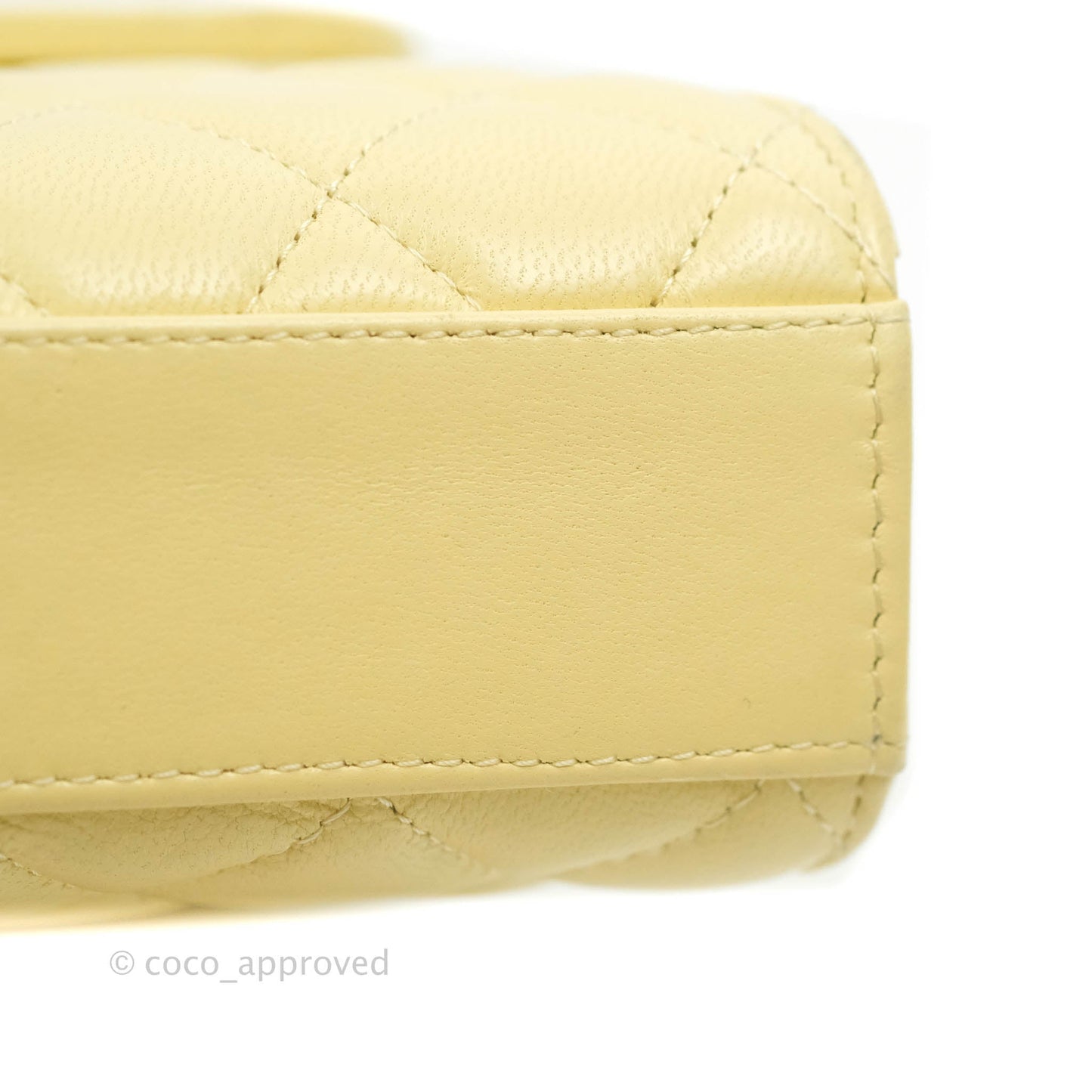 Chanel Quilted Pearl Crush Phone Holder With Chain Yellow Lambskin