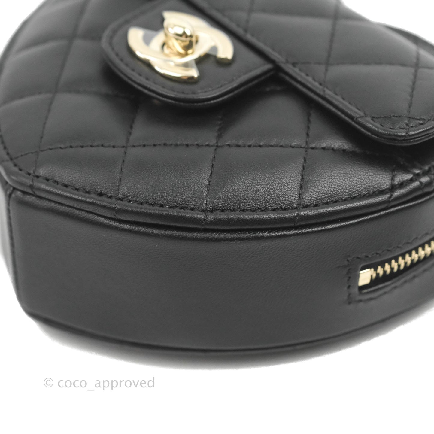 Chanel Small Heart Bag Black Lambskin Gold Hardware 22S