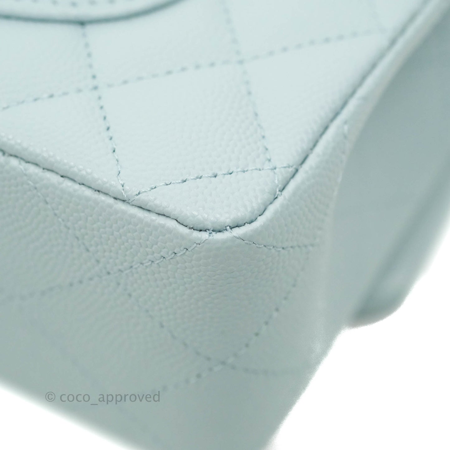 Chanel Small Classic Quilted Flap Light Blue Caviar Gold Hardware