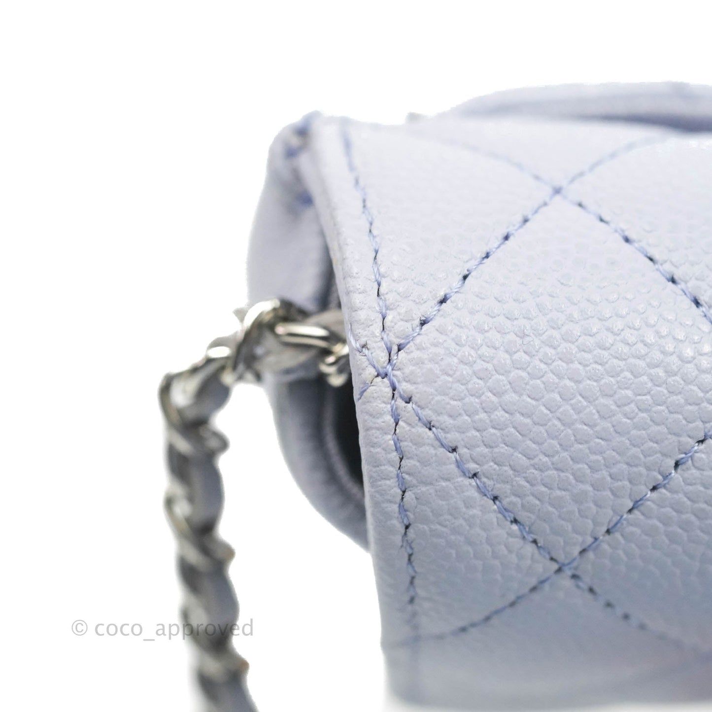 Chanel Quilted Case With Chain Lilac Caviar Silver Hardware
