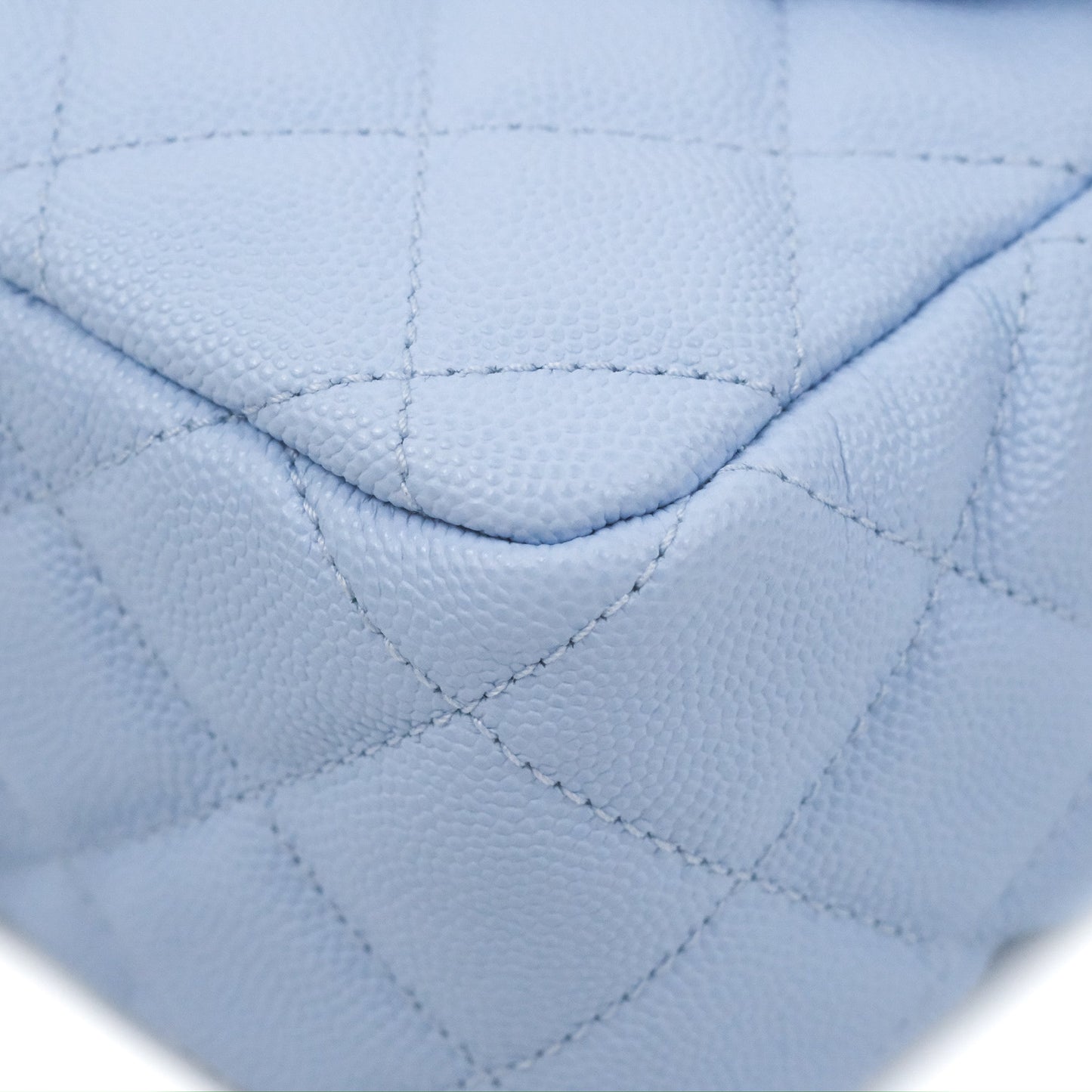 Chanel Quilted Wavy CC Hobo Light Blue Caviar Aged Gold Hardware 23P