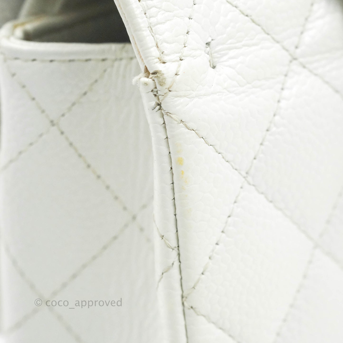 Chanel Classic M/L Medium Double Flap White Caviar Silver Hardware