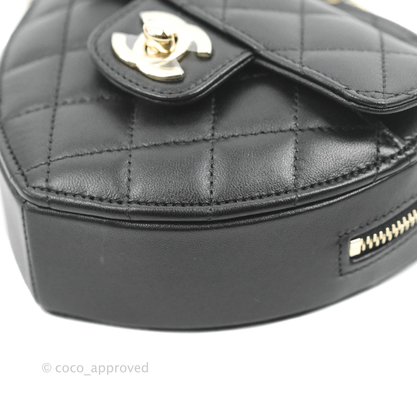 Chanel Small Heart Bag Black Lambskin Gold Hardware 22S