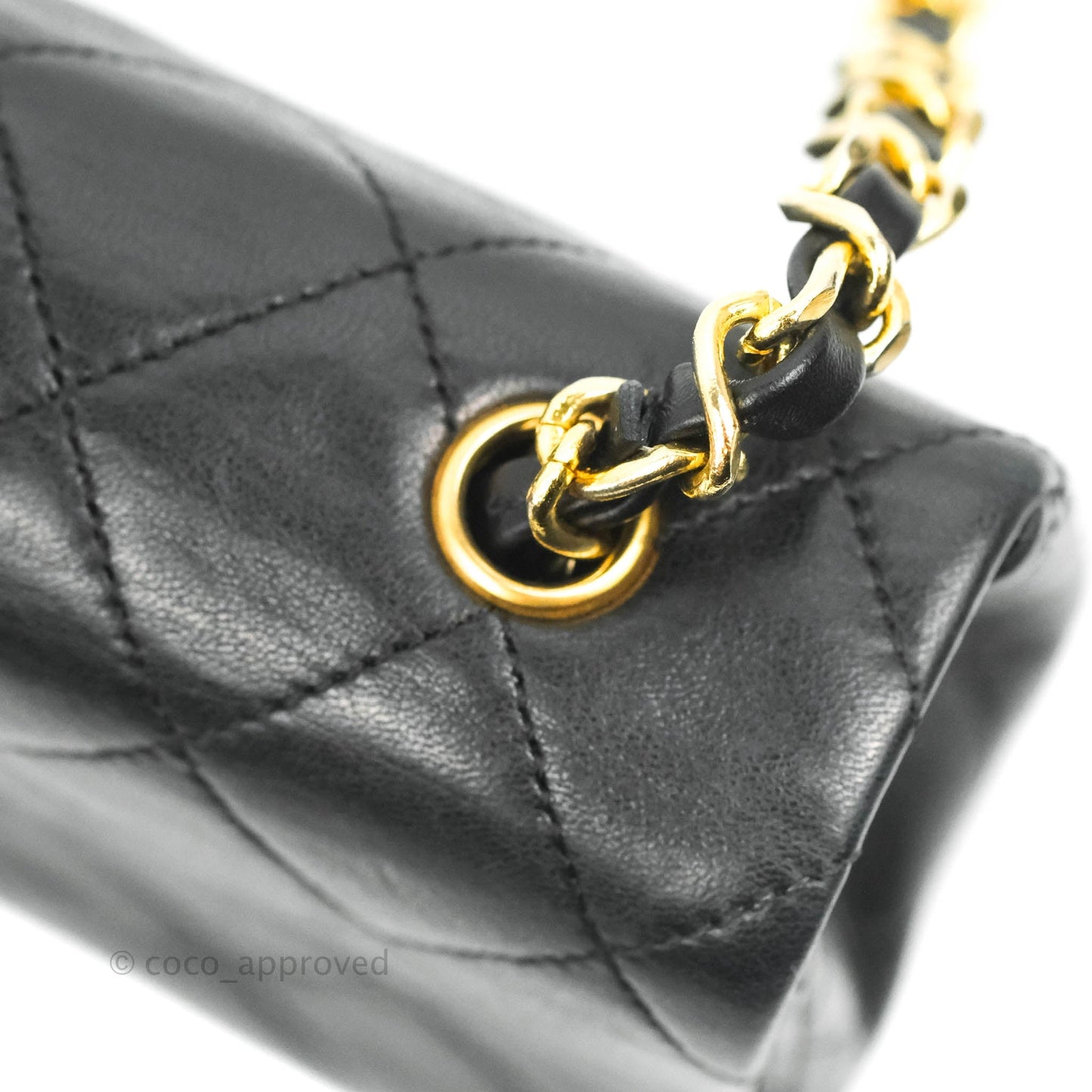 Chanel Vintage Small Single Full Flap Bag Black Lambskin 24K Gold Hardware