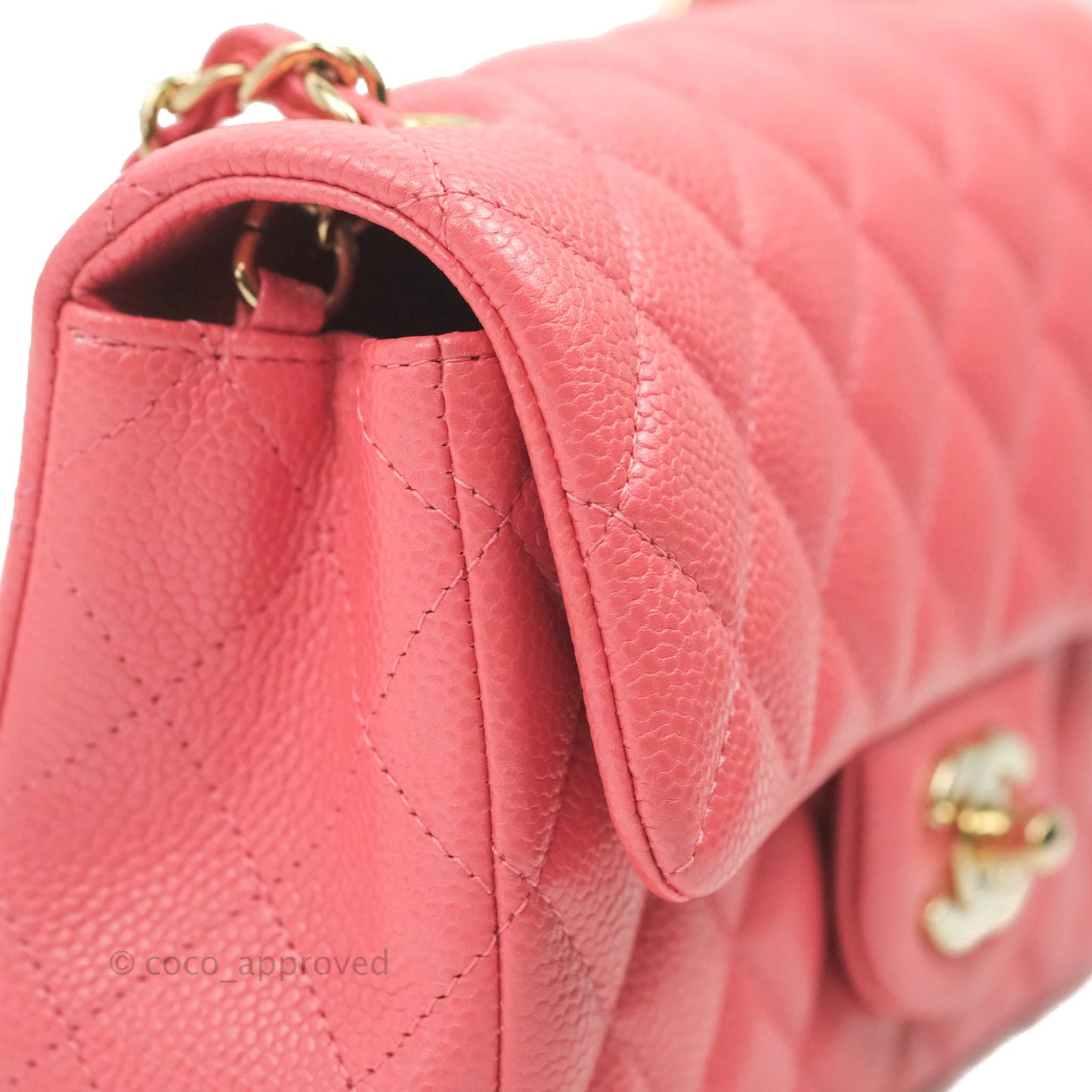 Chanel Quilted Mini Rectangular Flap Pearly Pink Caviar Gold Hardware 18S