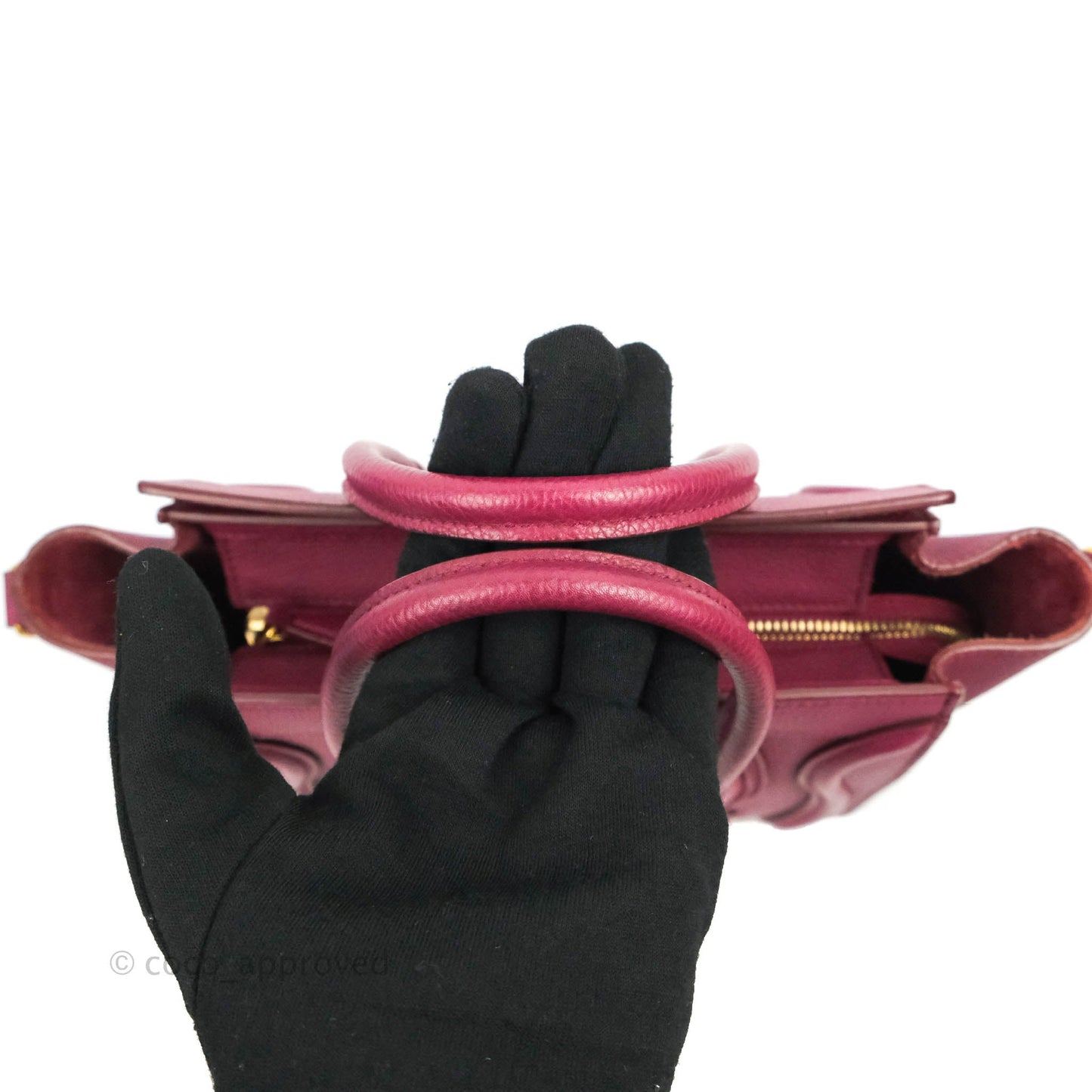 Celine Nano Luggage Plum Drummed Calfskin