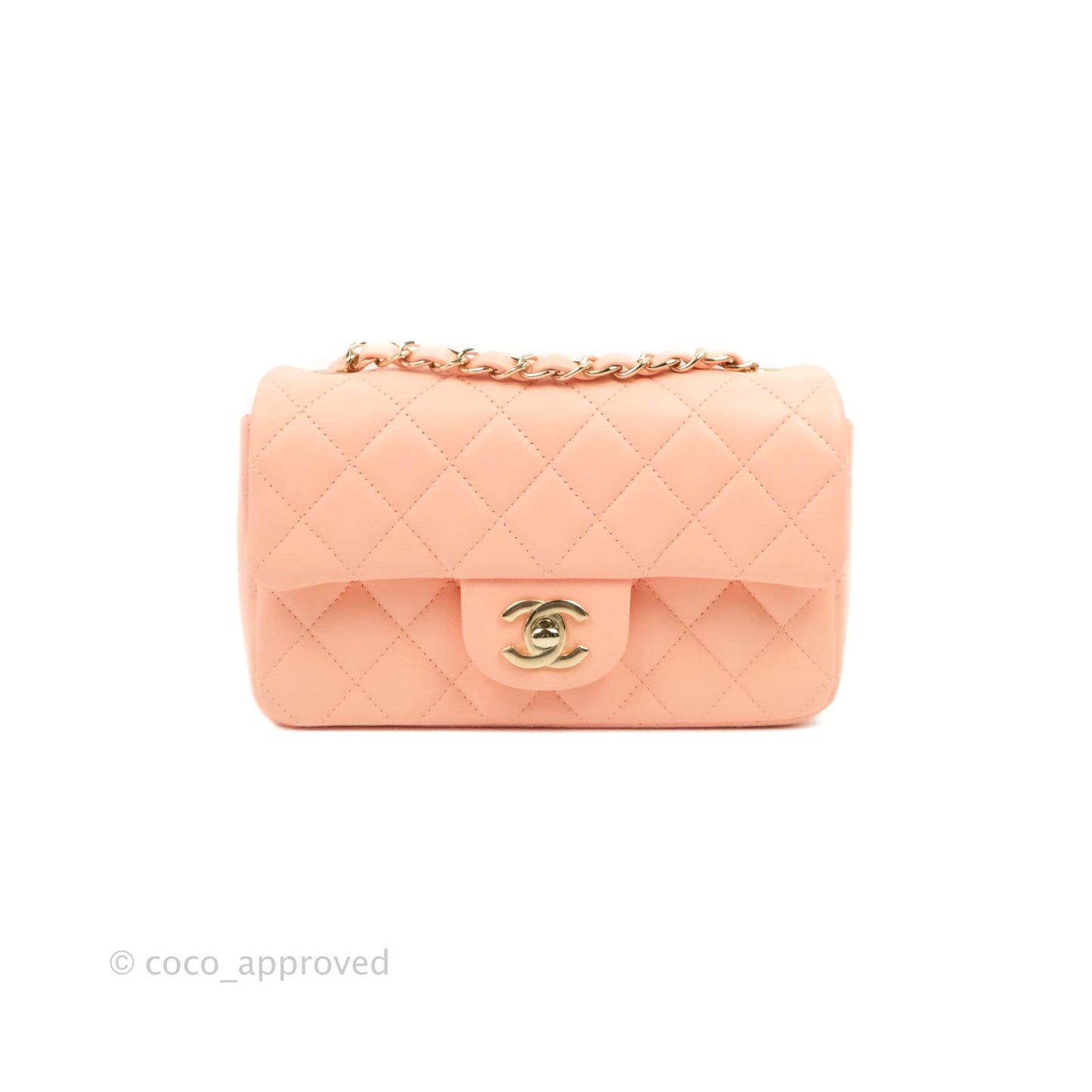 Chanel Quilted Mini Rectangular Flap Orange Clair Lambskin Gold Hardware