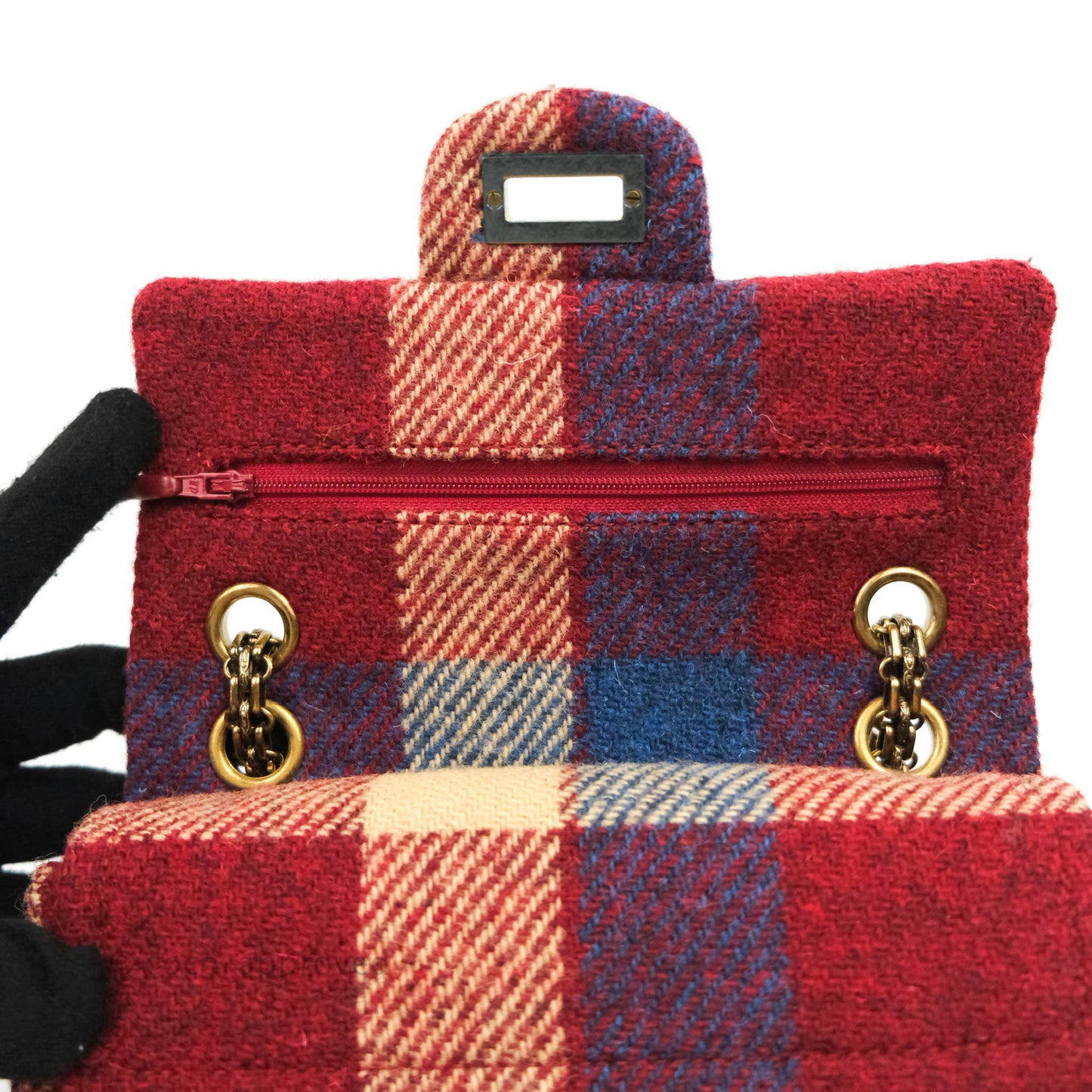 Chanel Mini Reissue 224 Wool Checked Aged Gold Hardware