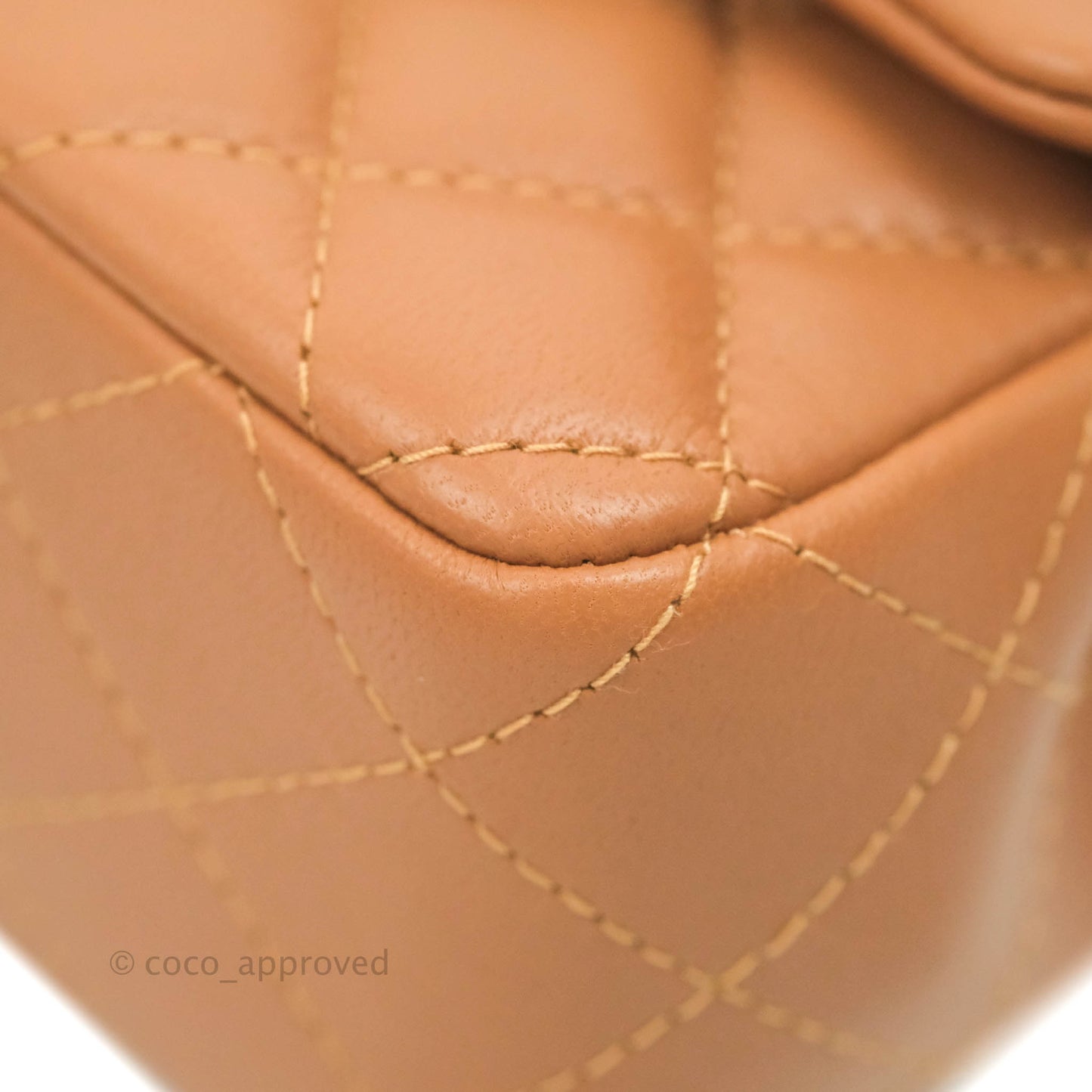 Chanel Quilted Mini Rectangular Flap Caramel Lambskin Gold Hardware 22S
