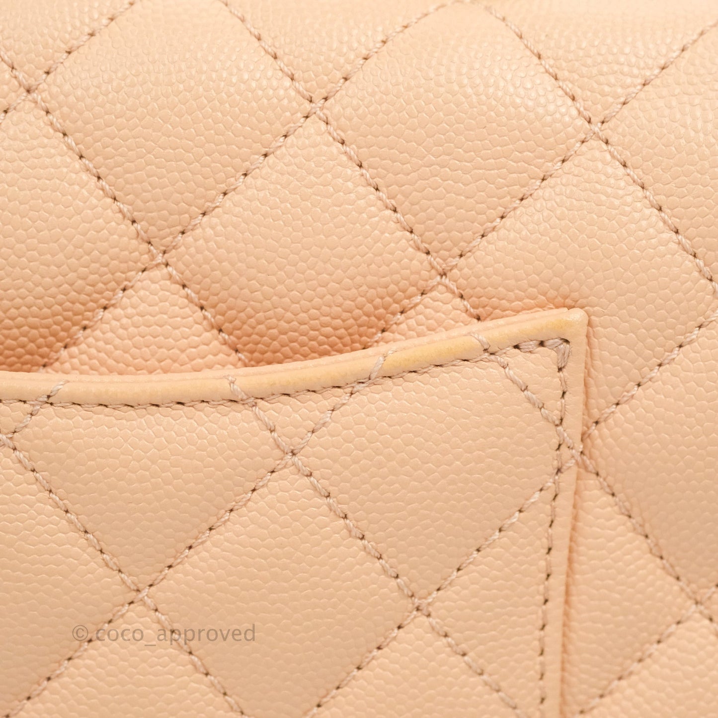 Chanel Small Coco Handle Quilted Peach Clair Caviar Gold Hardware