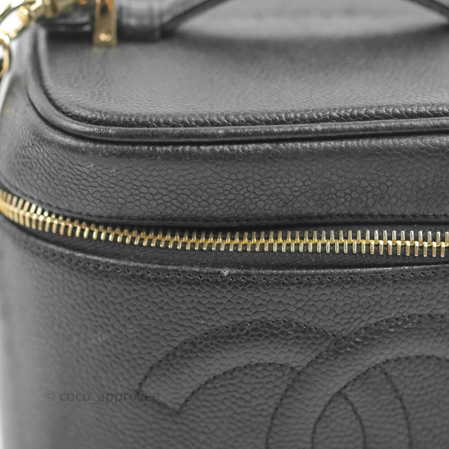 Chanel Vintage Vanity Case Black Caviar Gold Hardware
