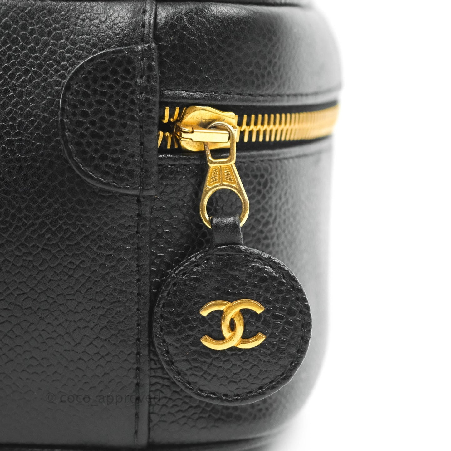 Chanel Vintage Vanity Case Black Caviar Gold Hardware