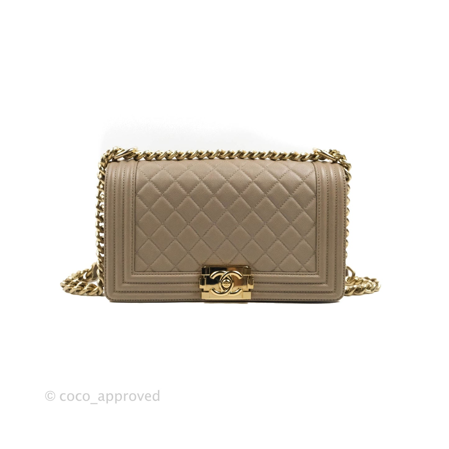 Chanel Quilted Medium Boy Grey Caviar Gold Hardware