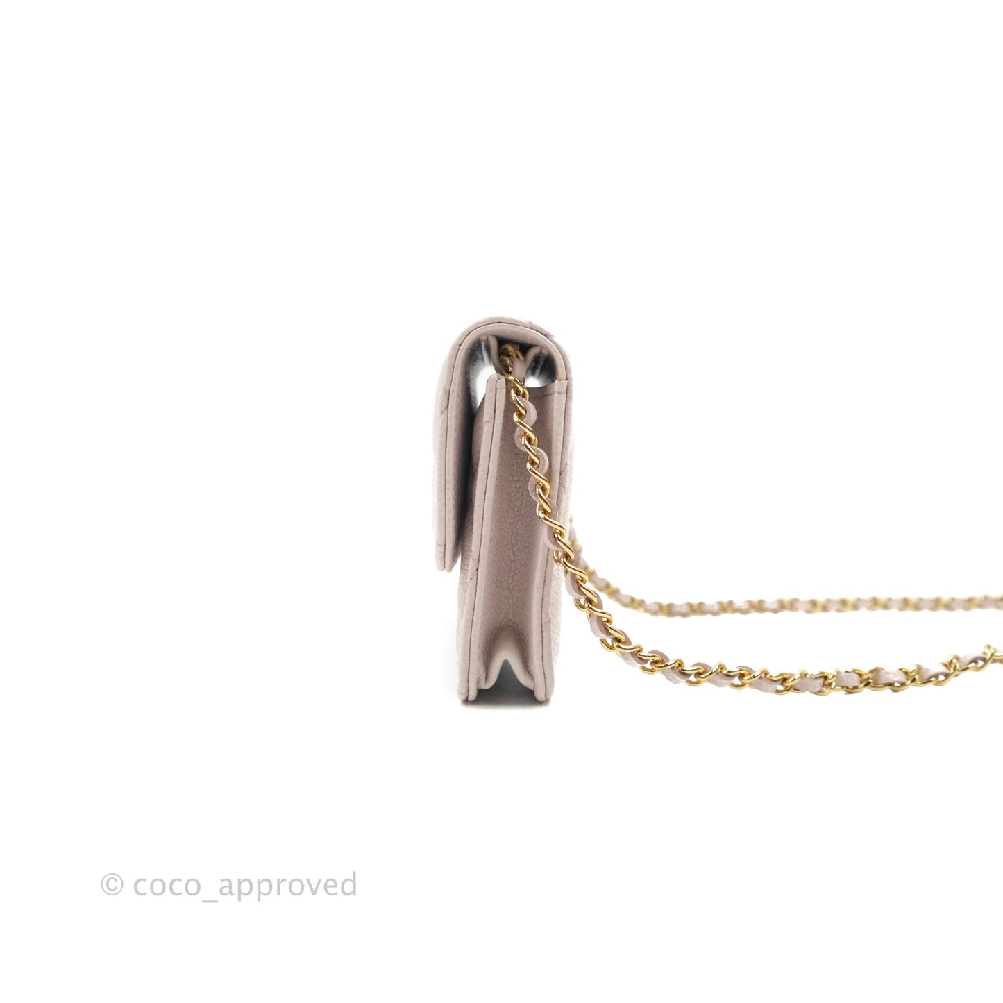 Chanel Miss Coco Clutch With Chain Quilted Lilac Pink Caviar Gold Hardware