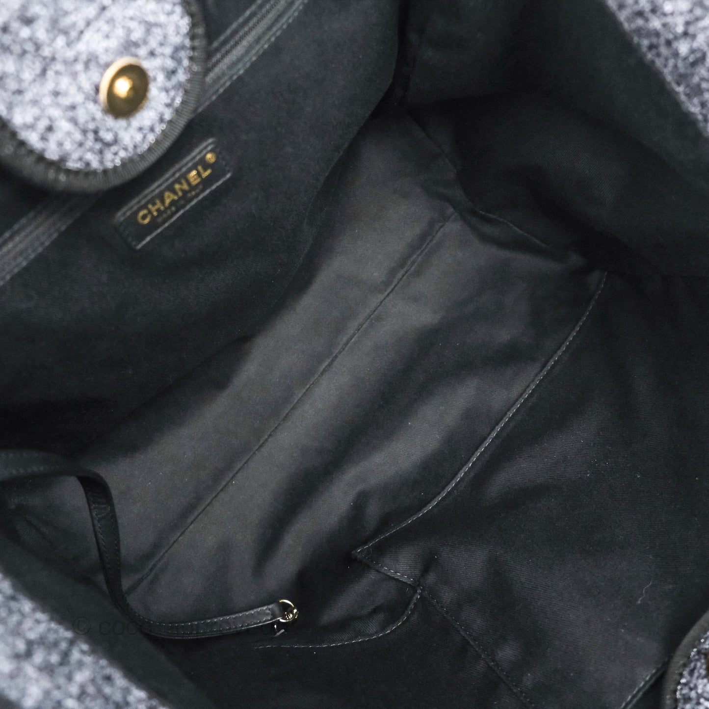 Chanel Large Deauville Charcoal Grey Canvas Gold Hardware