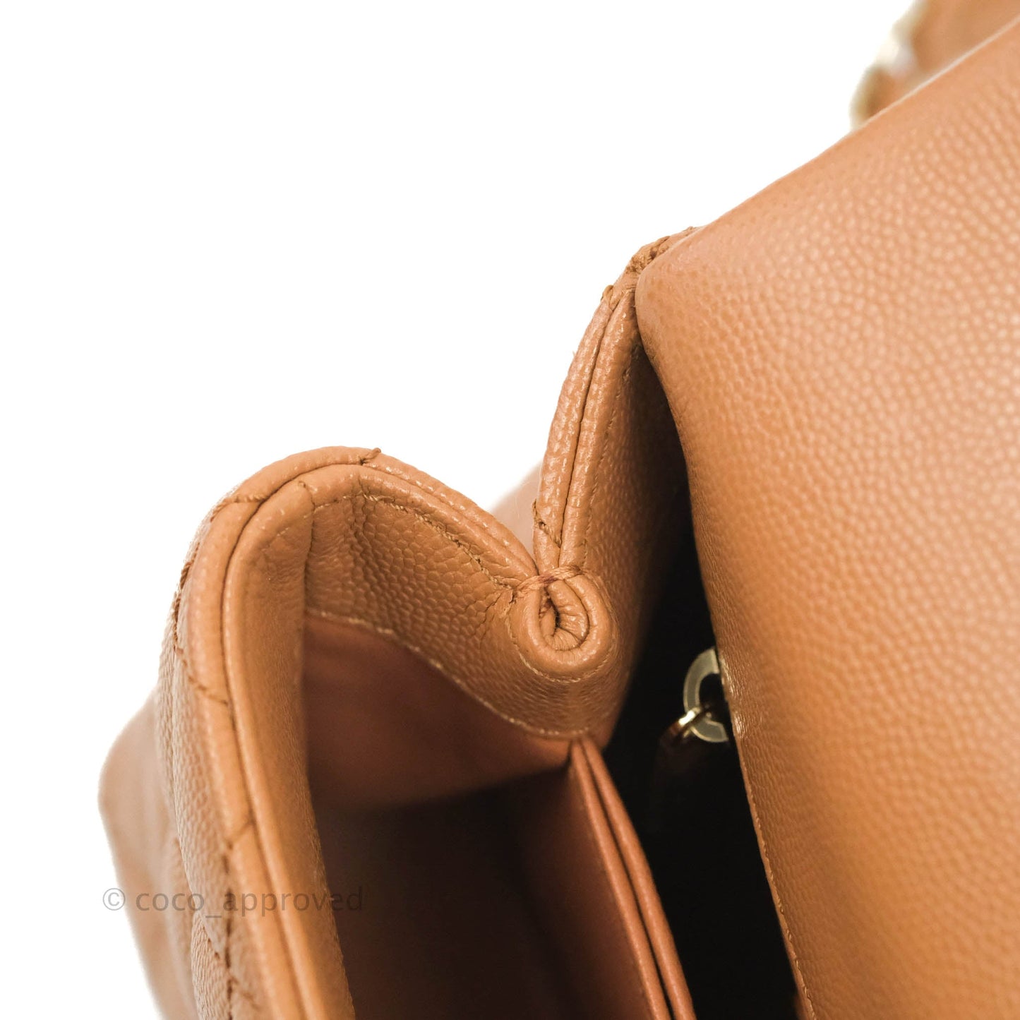 Chanel Mini Coco Handle Quilted Dark Beige Caramel Caviar Lizard Embossed Handle Gold Hardware