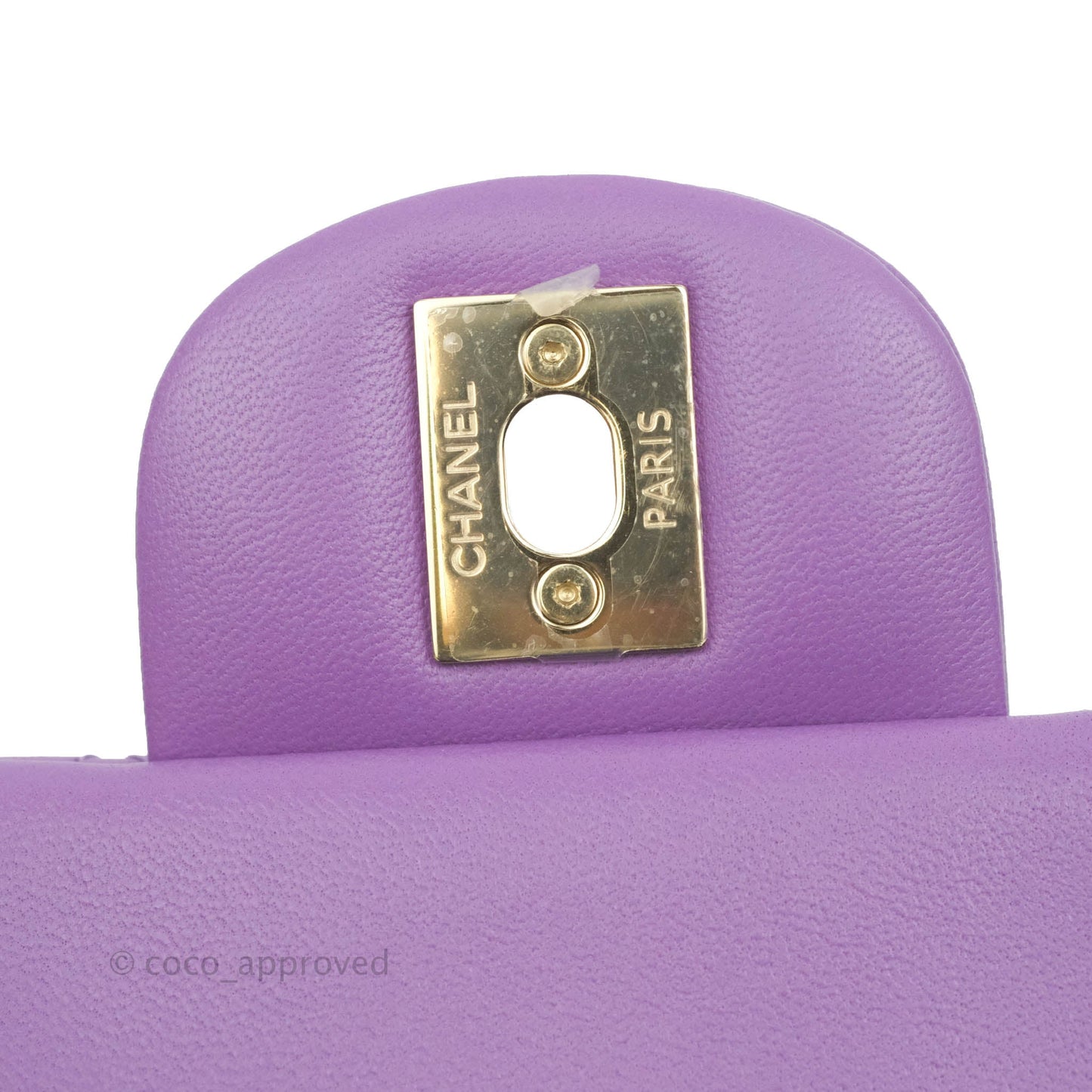 Chanel Mini Square Purple Lambskin Gold Hardware 22P