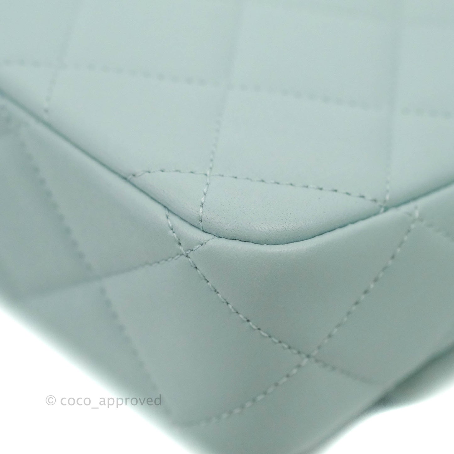 Chanel Quilted My Perfect Mini With Pearl Blue Lambskin Silver Hardware