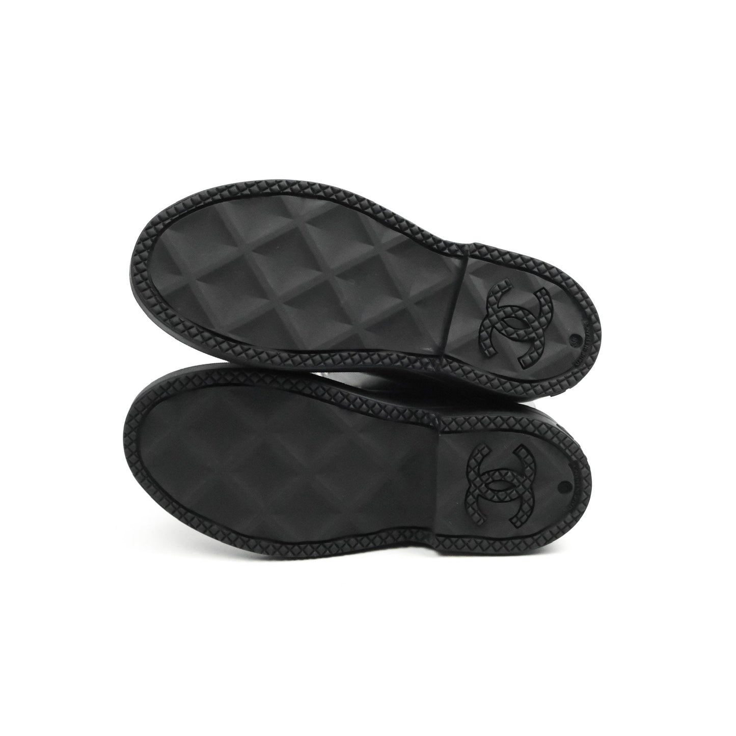 Chanel CC Black Rubber Rain Boots Size 35