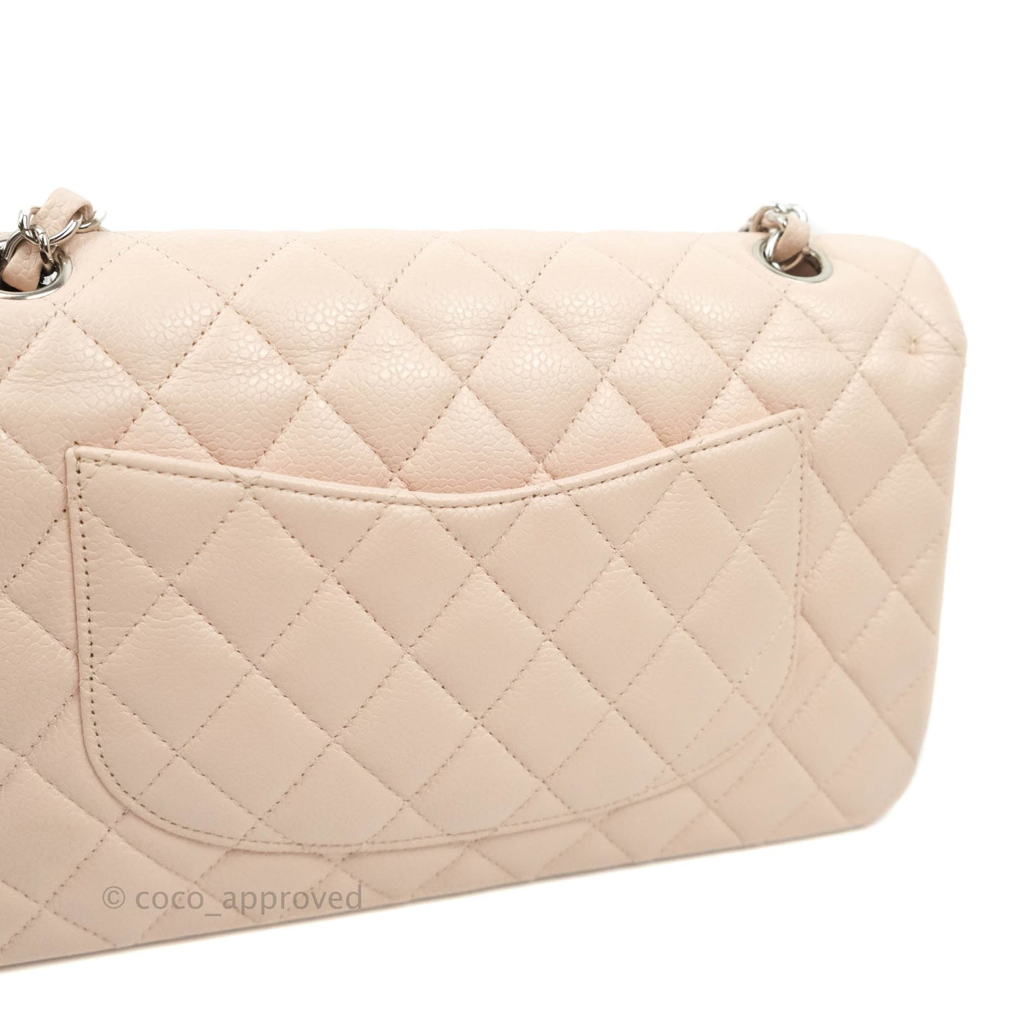 Chanel Classic M/L Medium Flap Quilted Sakura Pink Caviar Silver Hardware