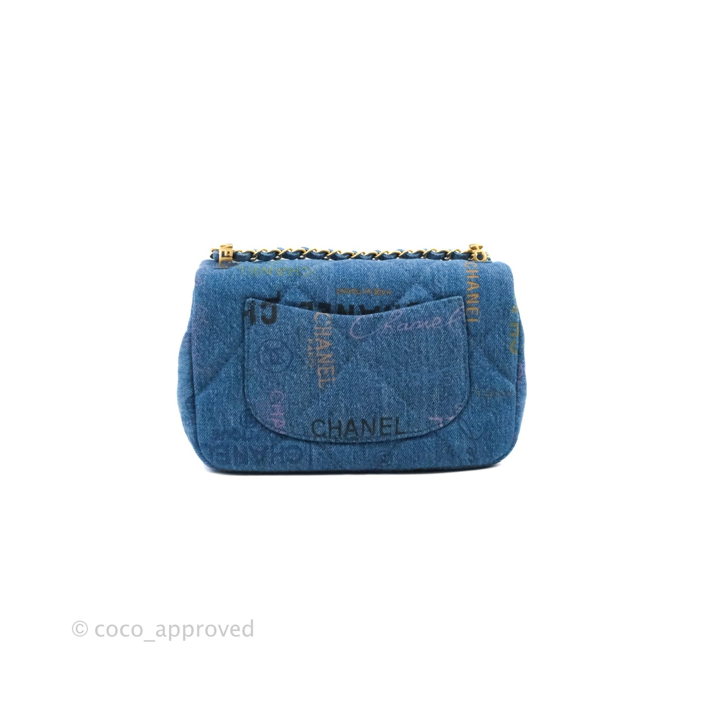 Chanel Quilted Small Denim Mood Flap Blue Multicolor 22P