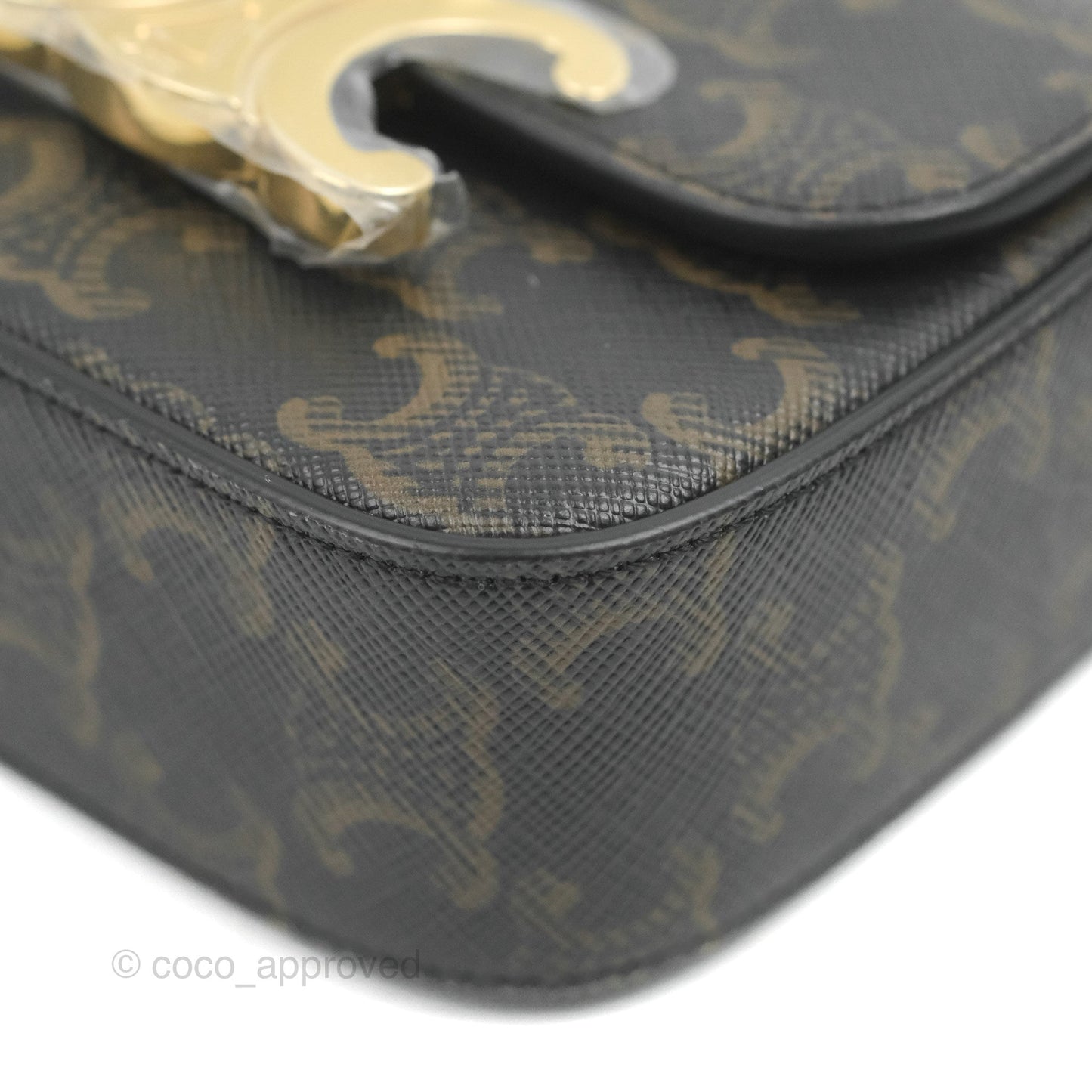 Celine Mini Triomphe Canvas Tan Calfskin