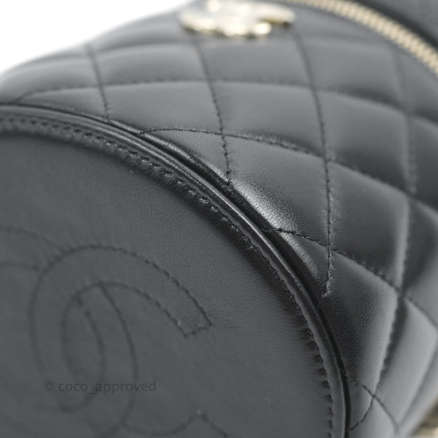 Chanel Small Top Handle Vanity Case Black Shiny Lambskin Gold Hardware 22S