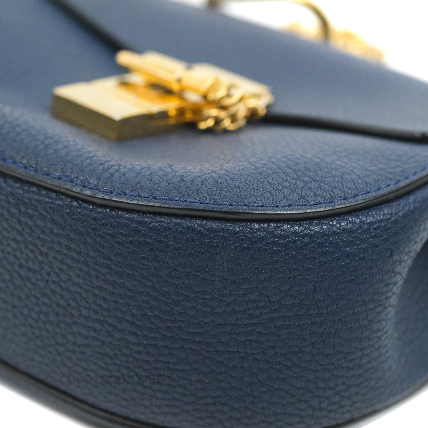 Chloe Mini Drew Crossbody Bag Navy Grained Leather