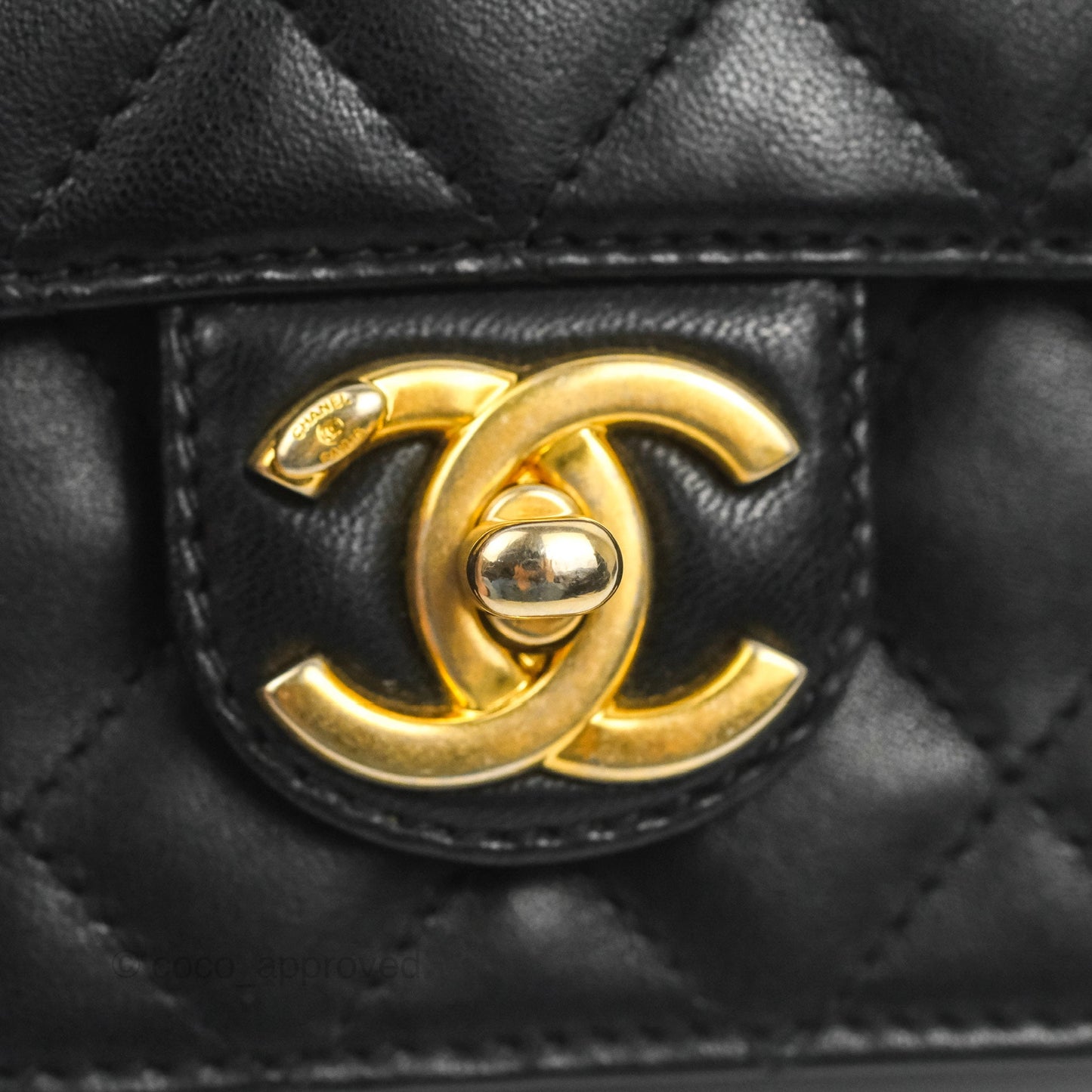 Chanel Mini Flap on Chain Black Calfskin Aged Gold Hardware