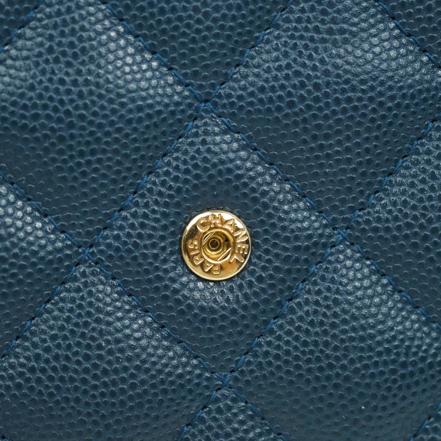 Chanel Quilted Wallet on Chain WOC Dark Blue Caviar Gold Hardware