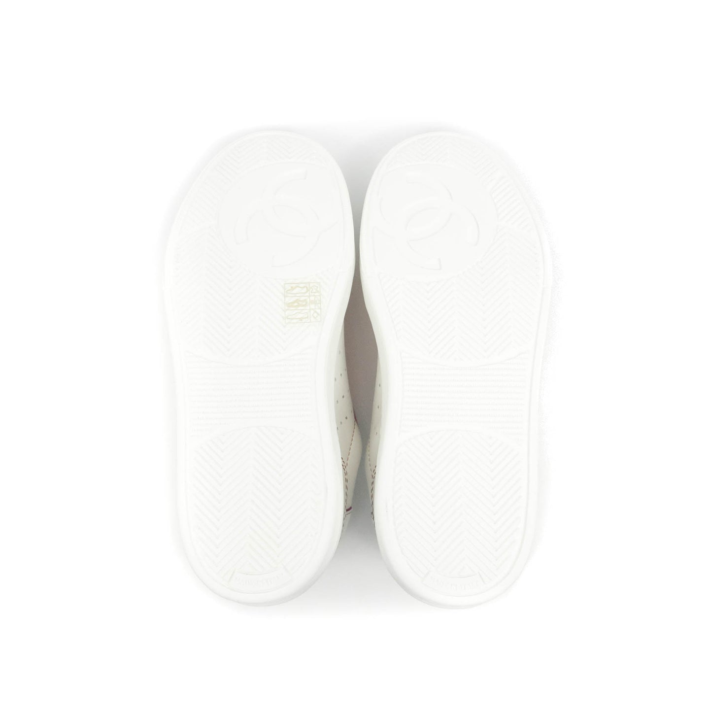 Chanel Calfskin Logo Sneakers White Pink Size 36.5