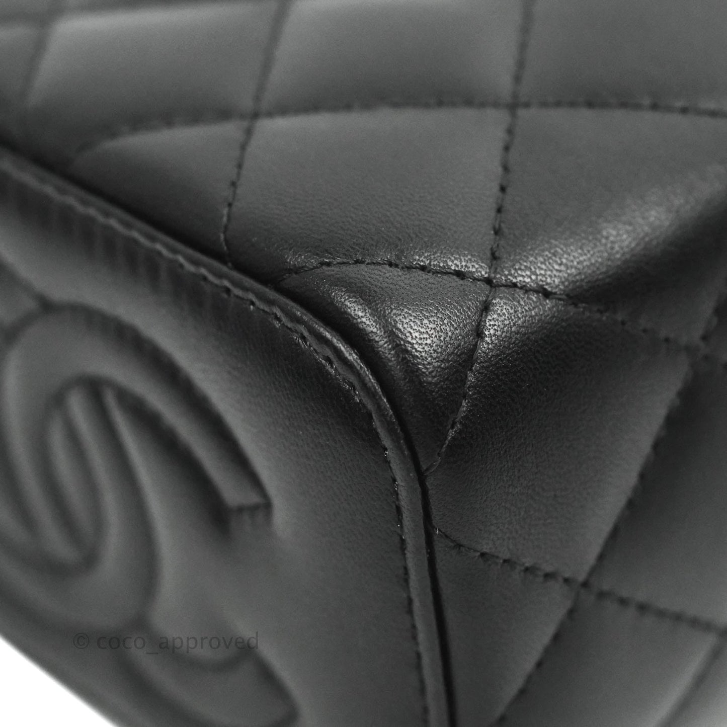Chanel Mini Top Handle Vanity With Chain Black Lambskin Gold Hardware