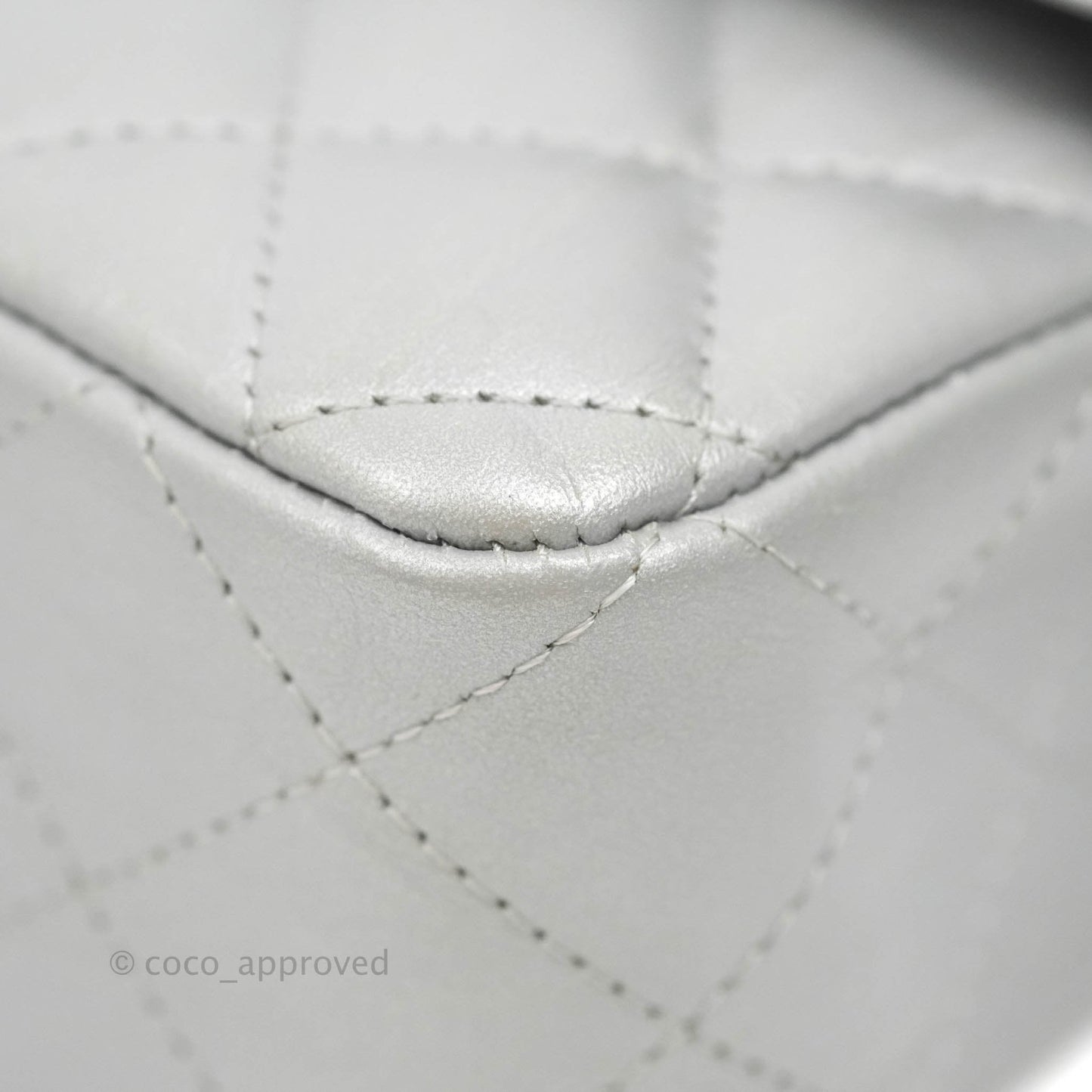 Chanel Quilted Mini Rectangular Silver Crumpled Calfskin Silver Hardware