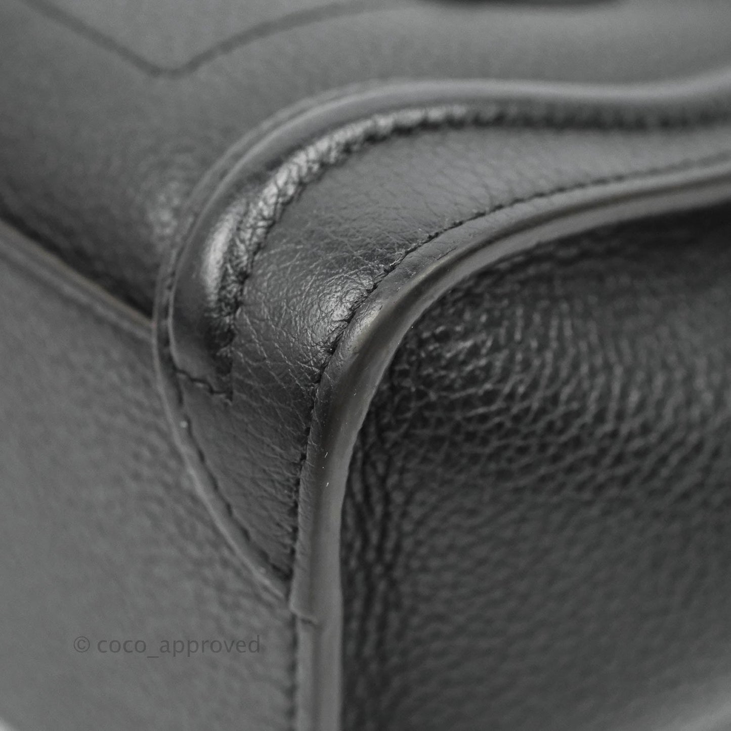 Celine Nano Luggage Black Drummed Calfskin Silver Hardware