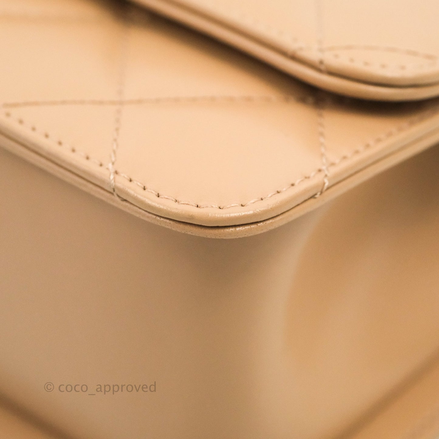 Chanel Quilted Perfect Fit Adjustable Beige Calfskin Gold Hardware 21A