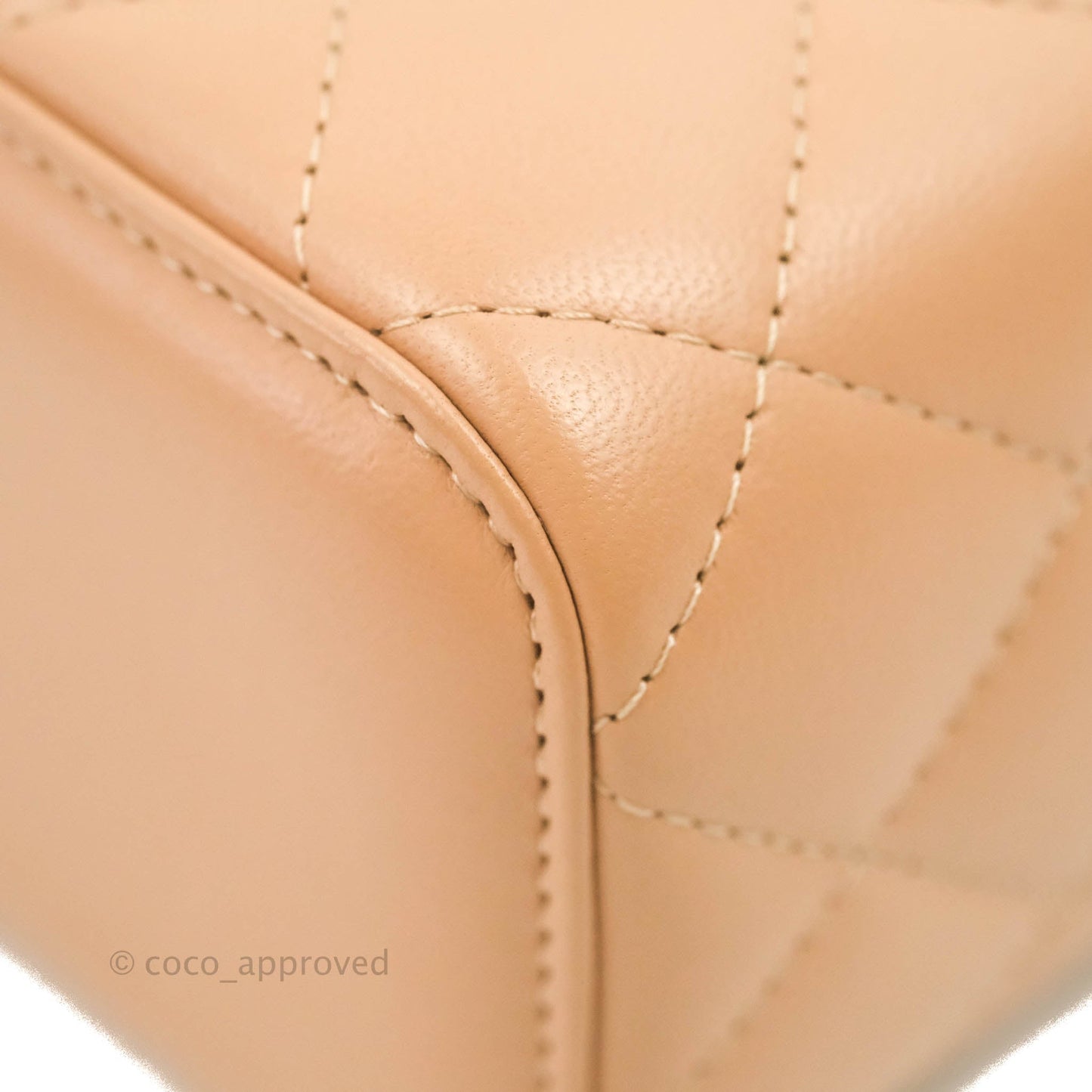 Chanel Mini Top Handle Vanity With Chain Beige Lambskin Aged Gold Hardware
