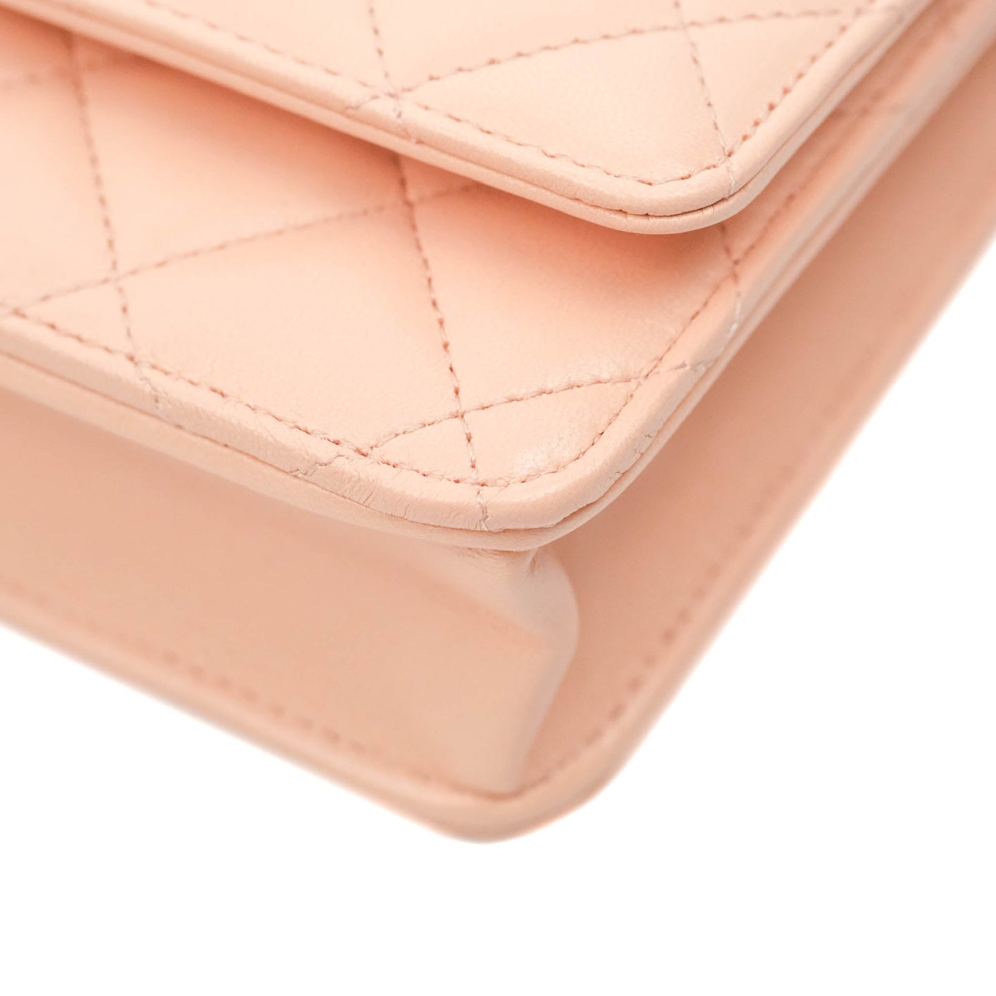 Chanel Quilted Pearl Crush Wallet on Chain WOC Light Pink Lambskin Aged Gold Hardware
