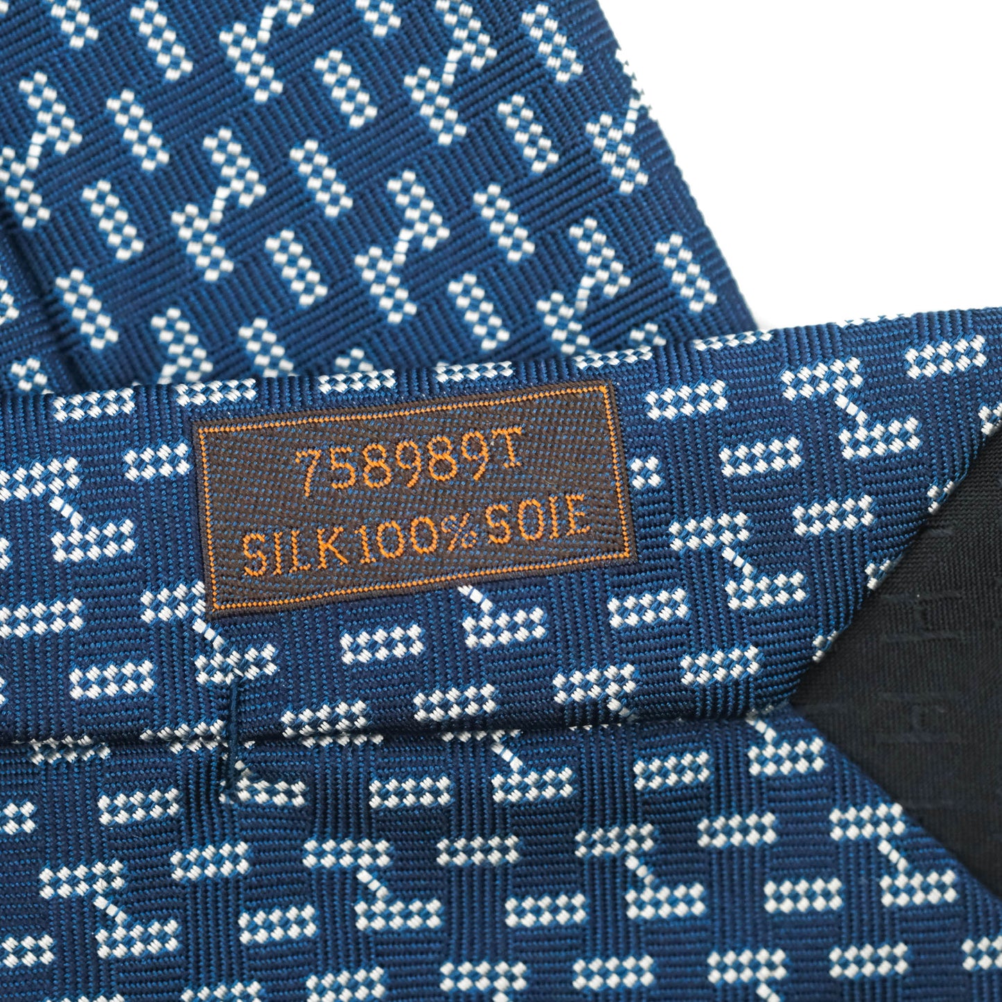 Hermès Lourde H Hippique White Marine Silk Tie