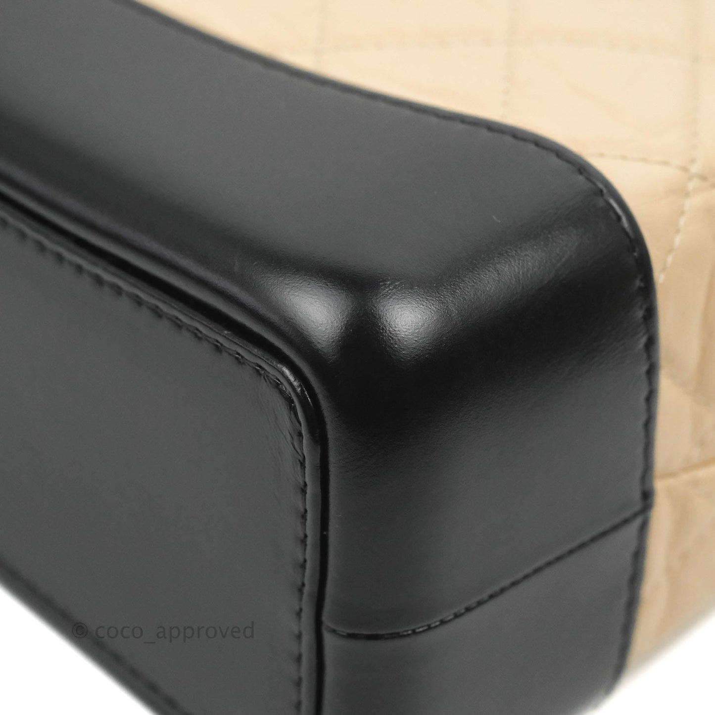 Chanel Small Gabrielle Backpack Beige Black Aged Calfskin